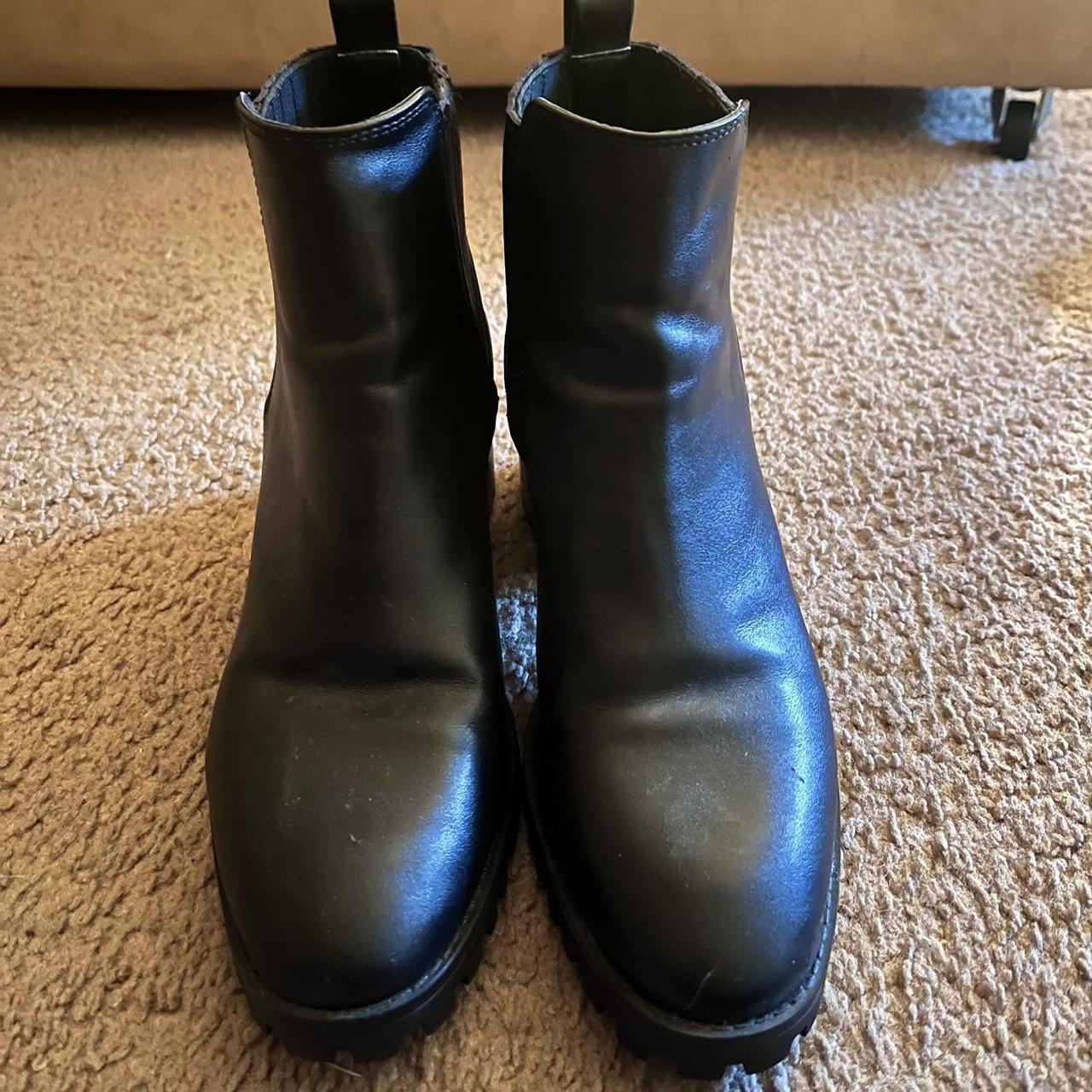 zara black boots worn once, in almost new... - Depop