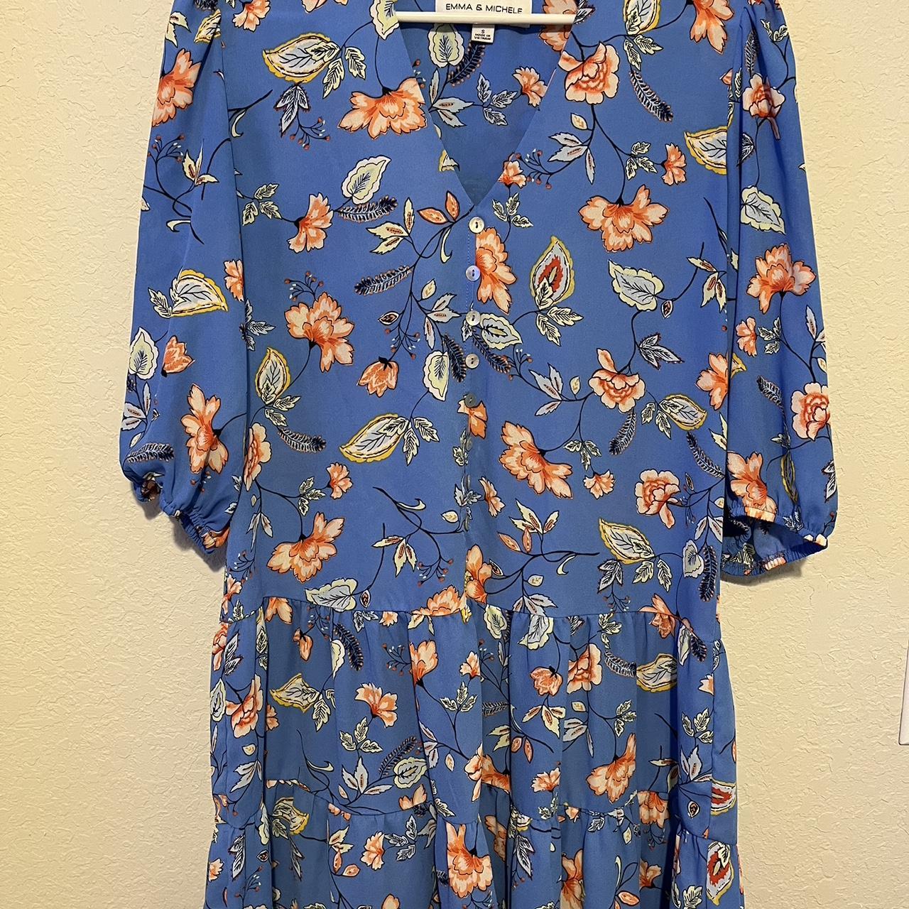 Emma Michele dress blue multi women s size small Depop