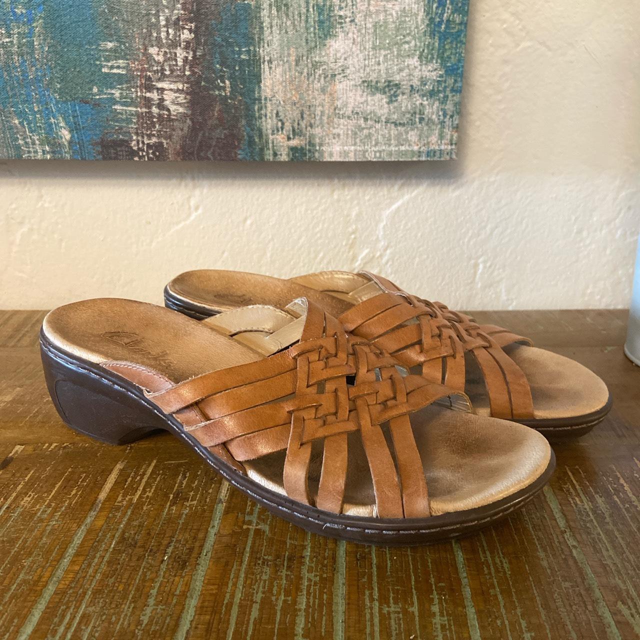 Clark’s leather slip-on sandals - size 9 - in good... - Depop