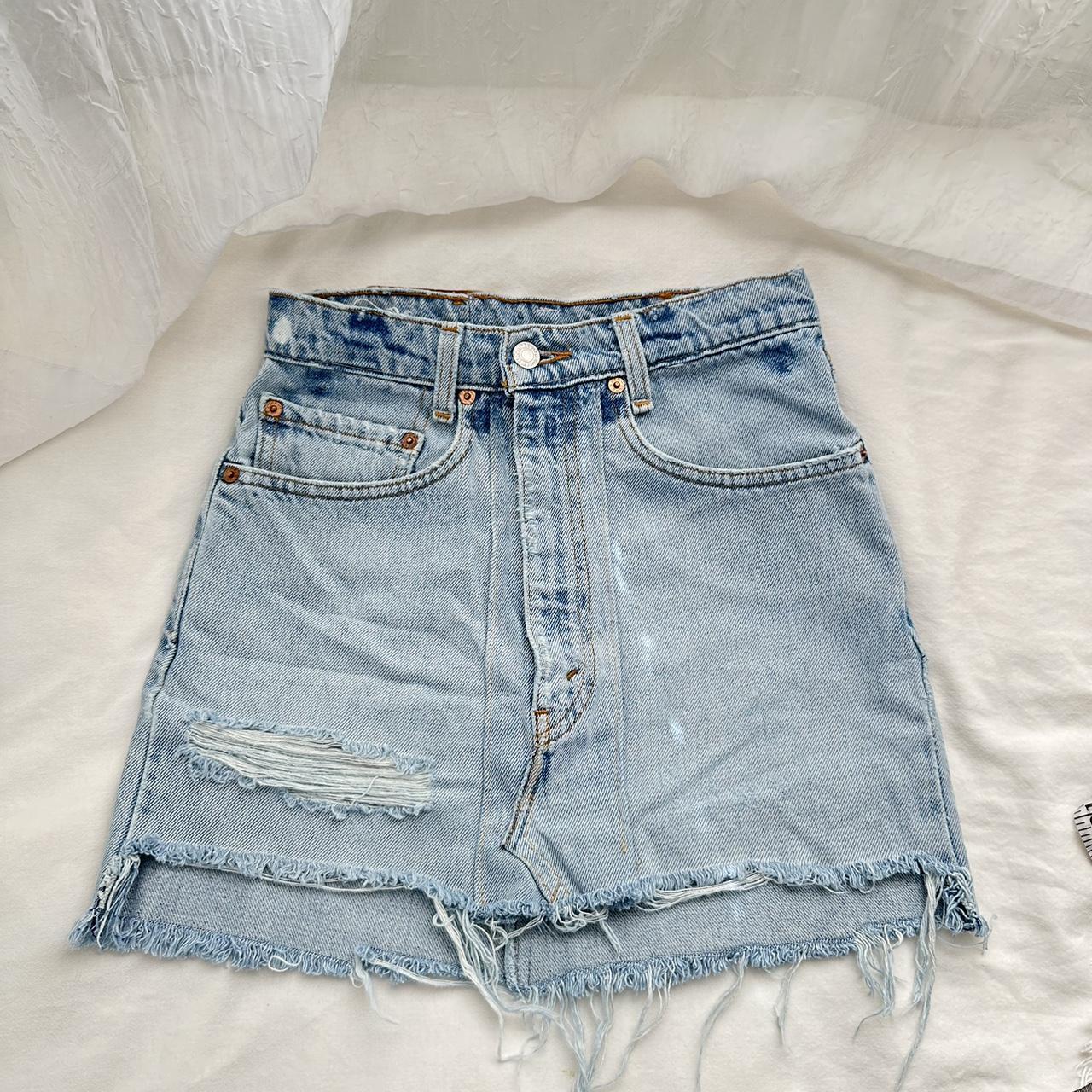 Levi's distressed denim skirt best sale