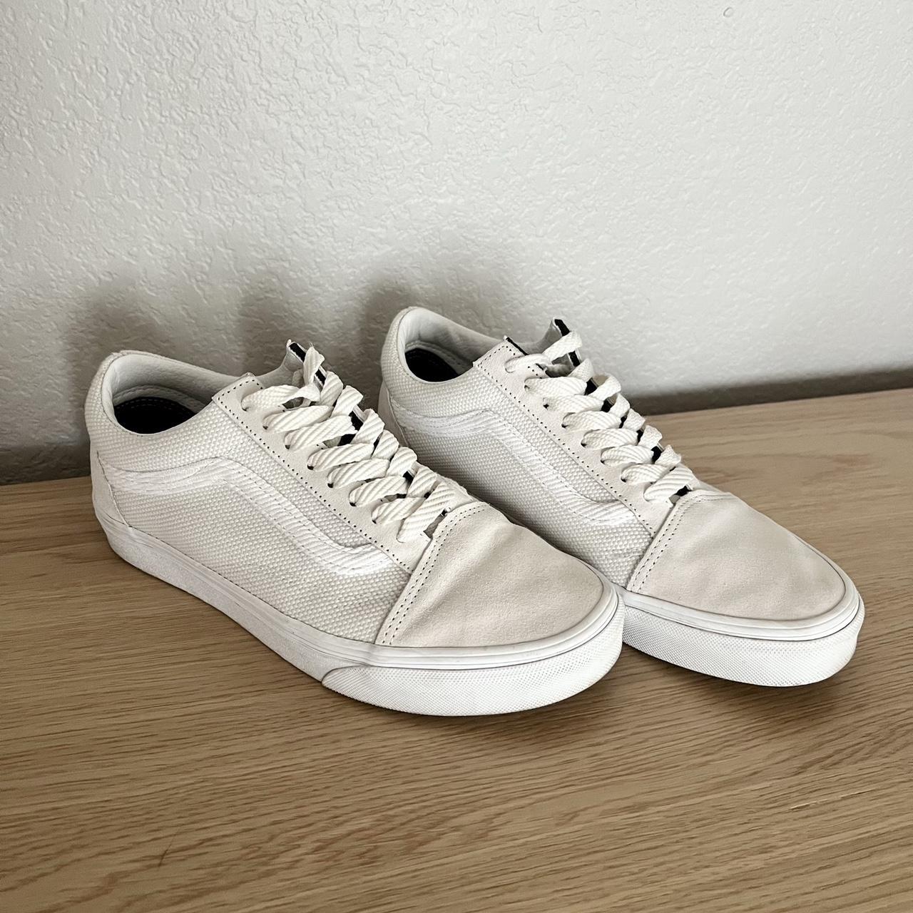 Vans old school textured sneakers. Off white suede. Depop