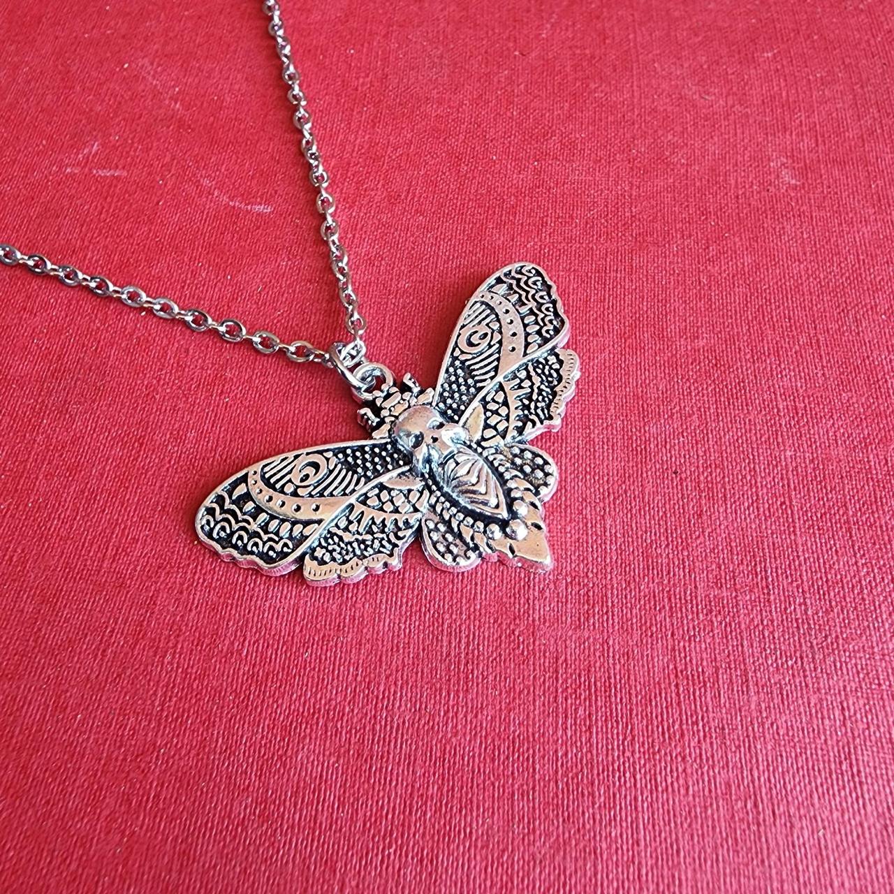 Silver Gothic Y2k Moth Necklace * Unisex * 18-20