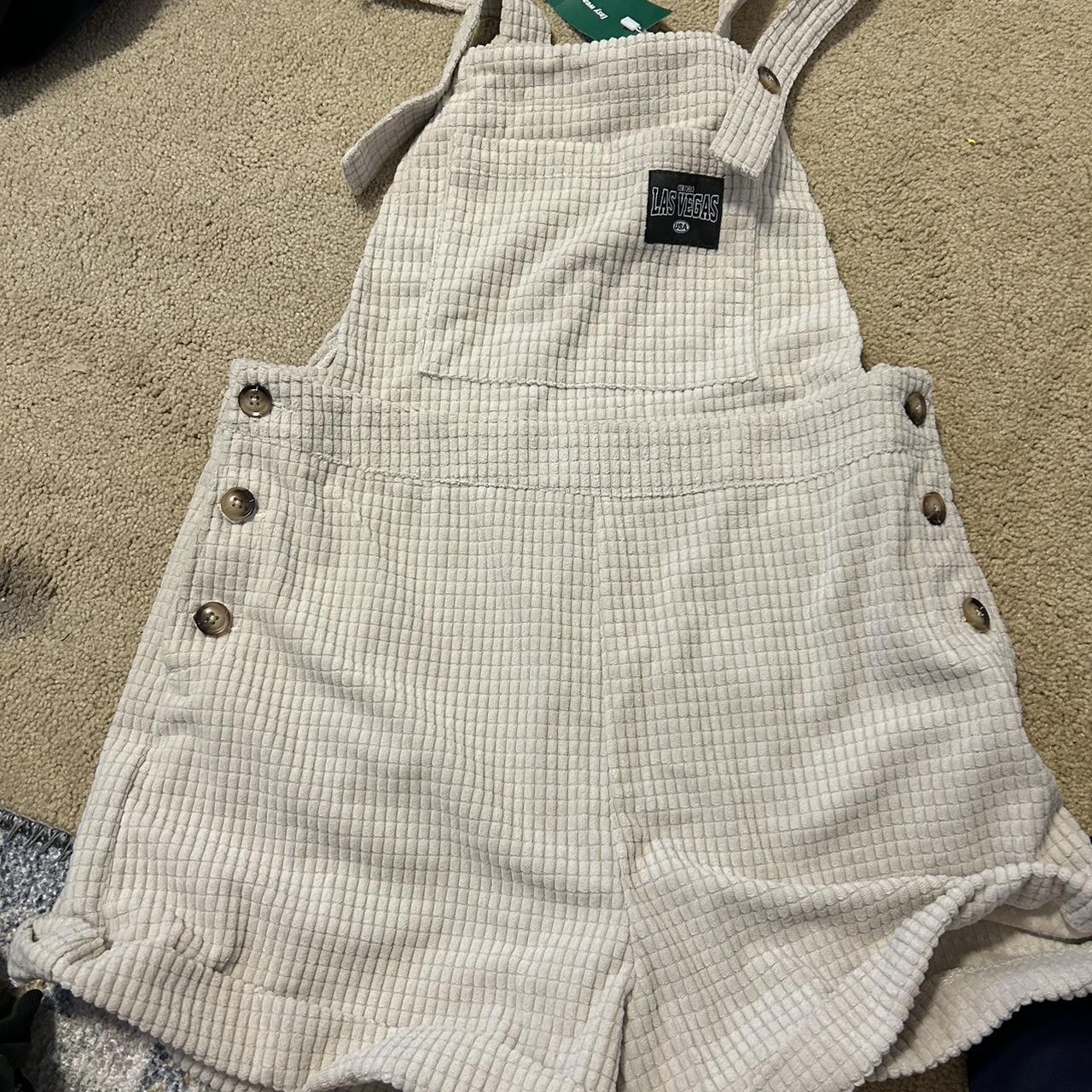 Super cute and brand new with tags overall shorts... - Depop