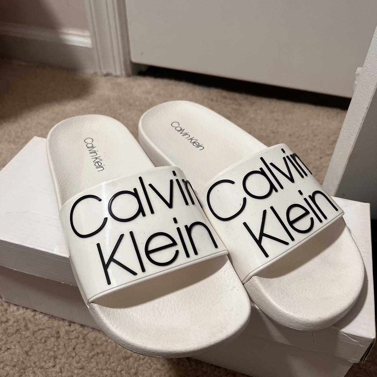 Calvin klein sliders womens white hotsell