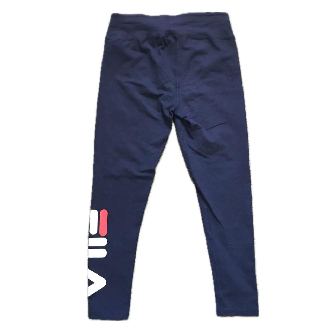 Dark blue/ navy blue fila leggings with embroidered - Depop