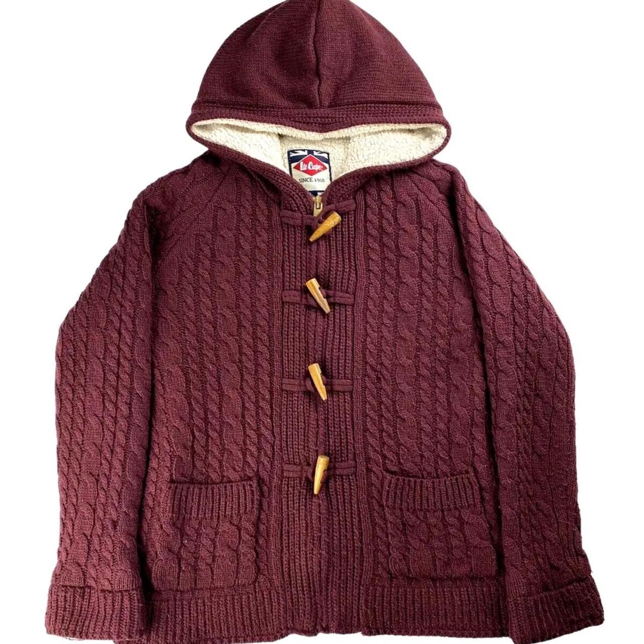 Lee Cooper Women s Warm Knit Full Zip Hoodie Maroon Depop