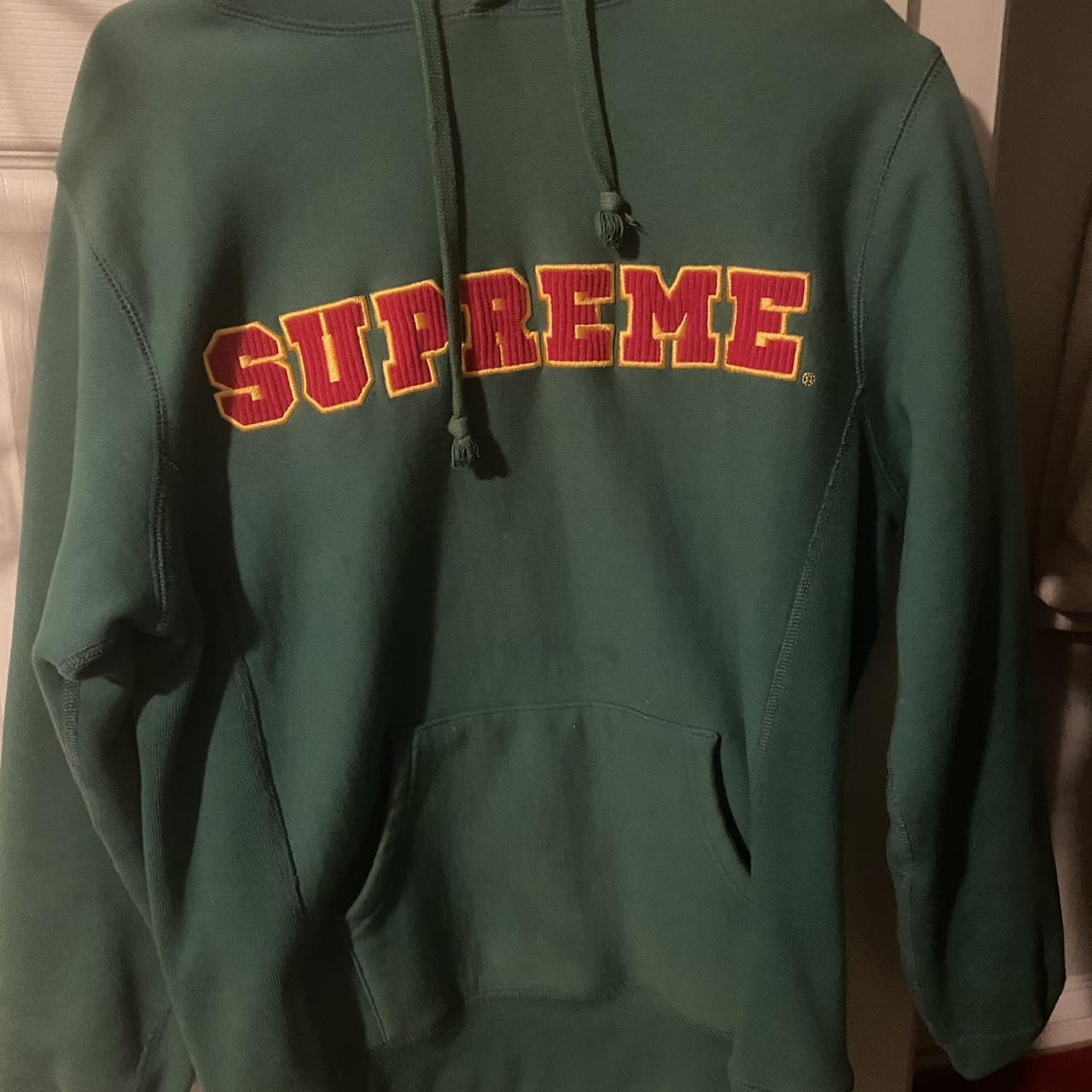 Supreme Cord Collegiate Logo Hooded Sweatshirt Light. Depop