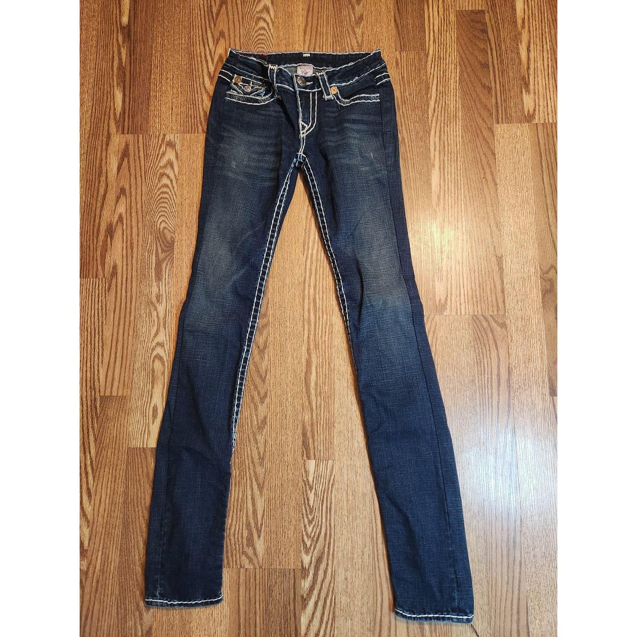 Womens jeans with store thick white stitching