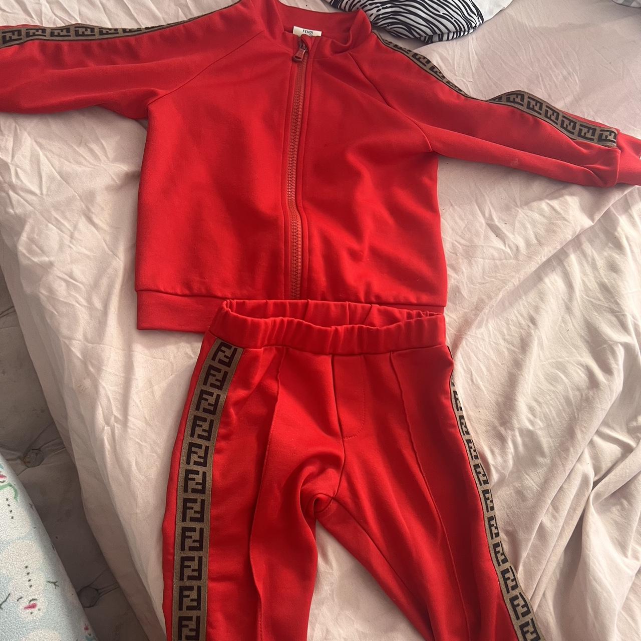 Red Fendi Baby Tracksuit Size 24 Months Worn About... - Depop