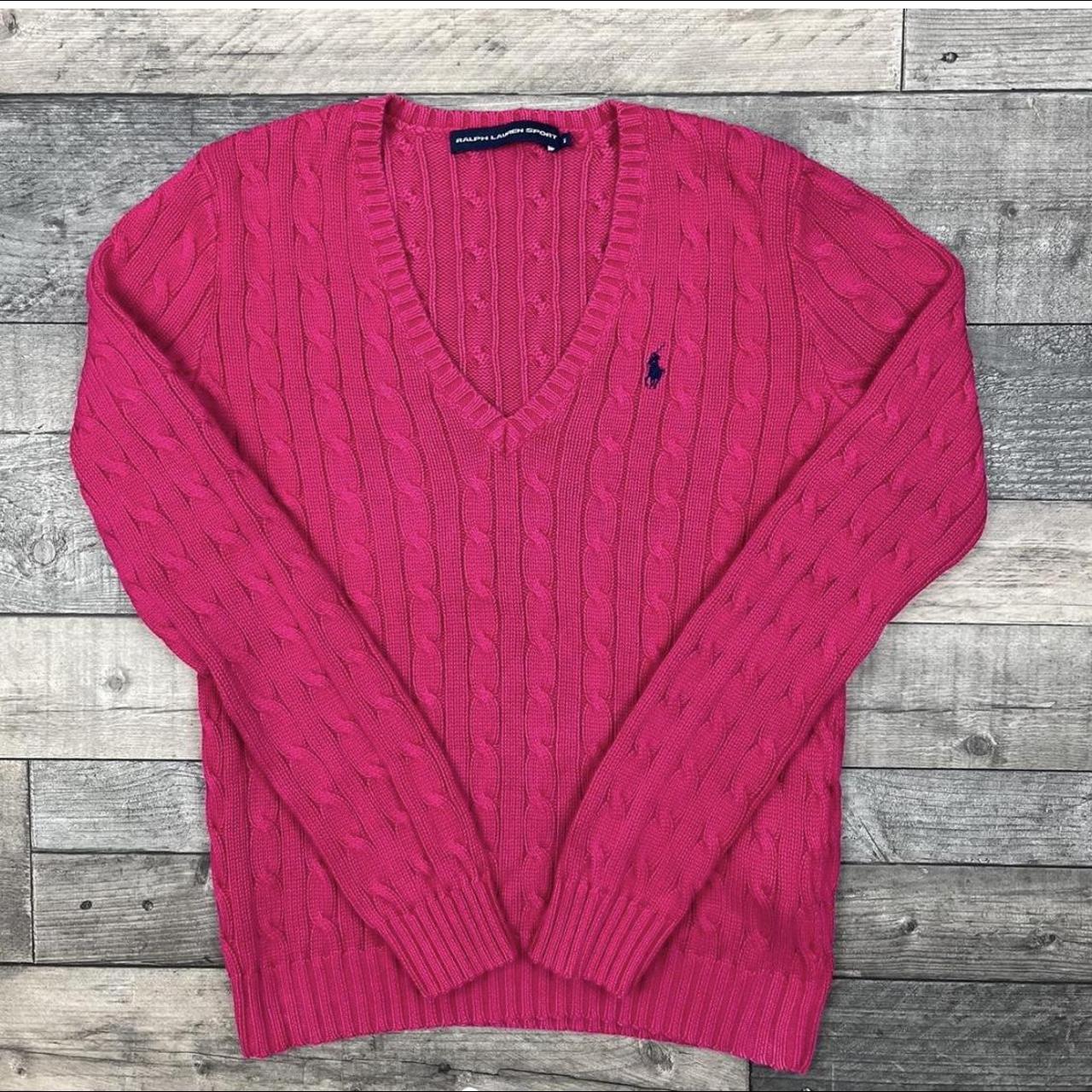 RARE Pink Ralph Lauren Cable Knitted Sweater... - Depop