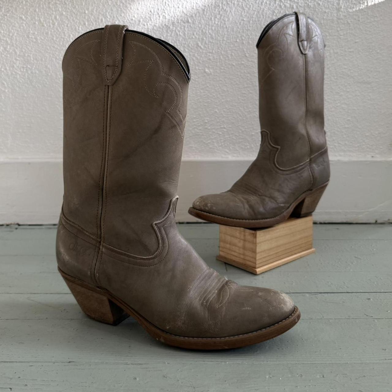 Taupe leather mid calf cowboy Tag size Depop