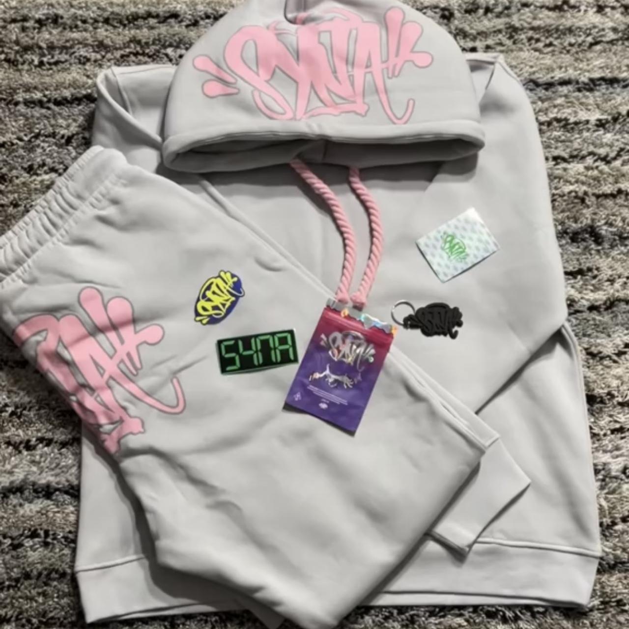 Syna World Logo Tracksuit Pink/Grey Size M Brand New... - Depop