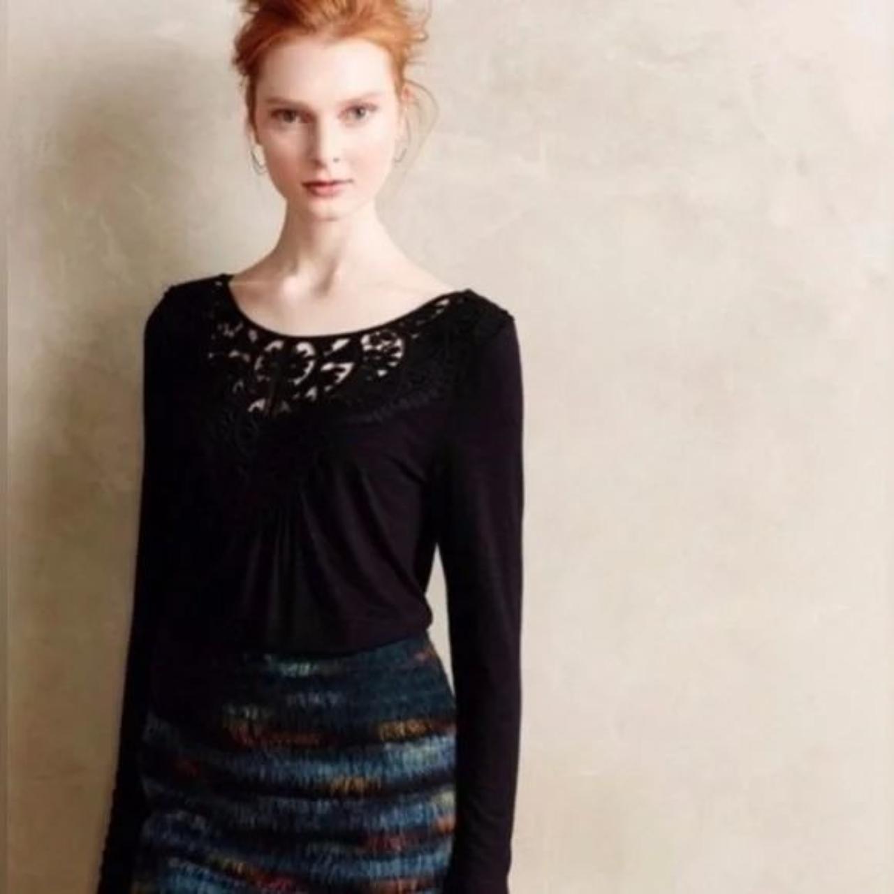 Anthropologie deals Black Lace Long Sleeve Women’s Blouse