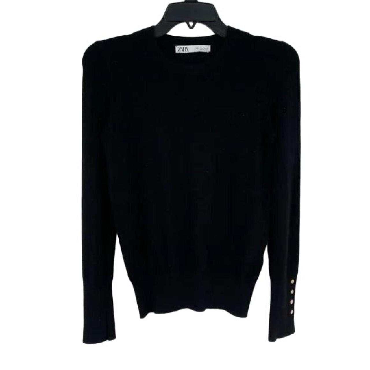 Zara Crew Neck Long Sleeve Black Sweater crew... Depop