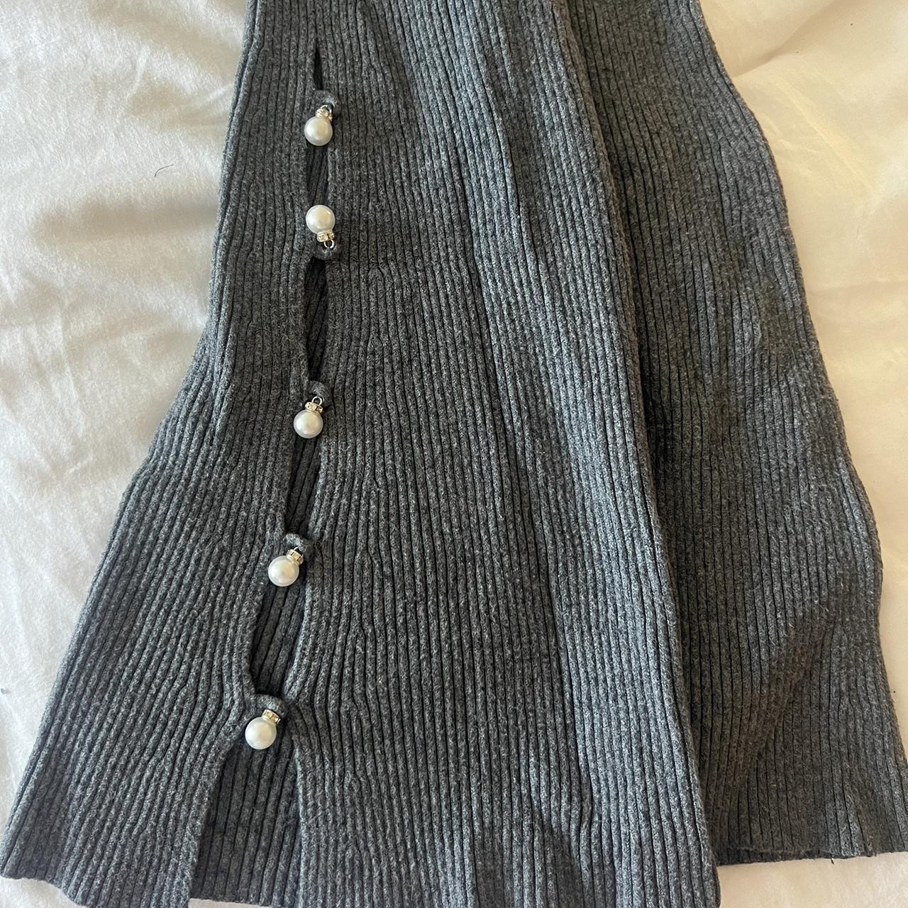 Knit pant with pearl beads on bottom slit. Very cute... - Depop