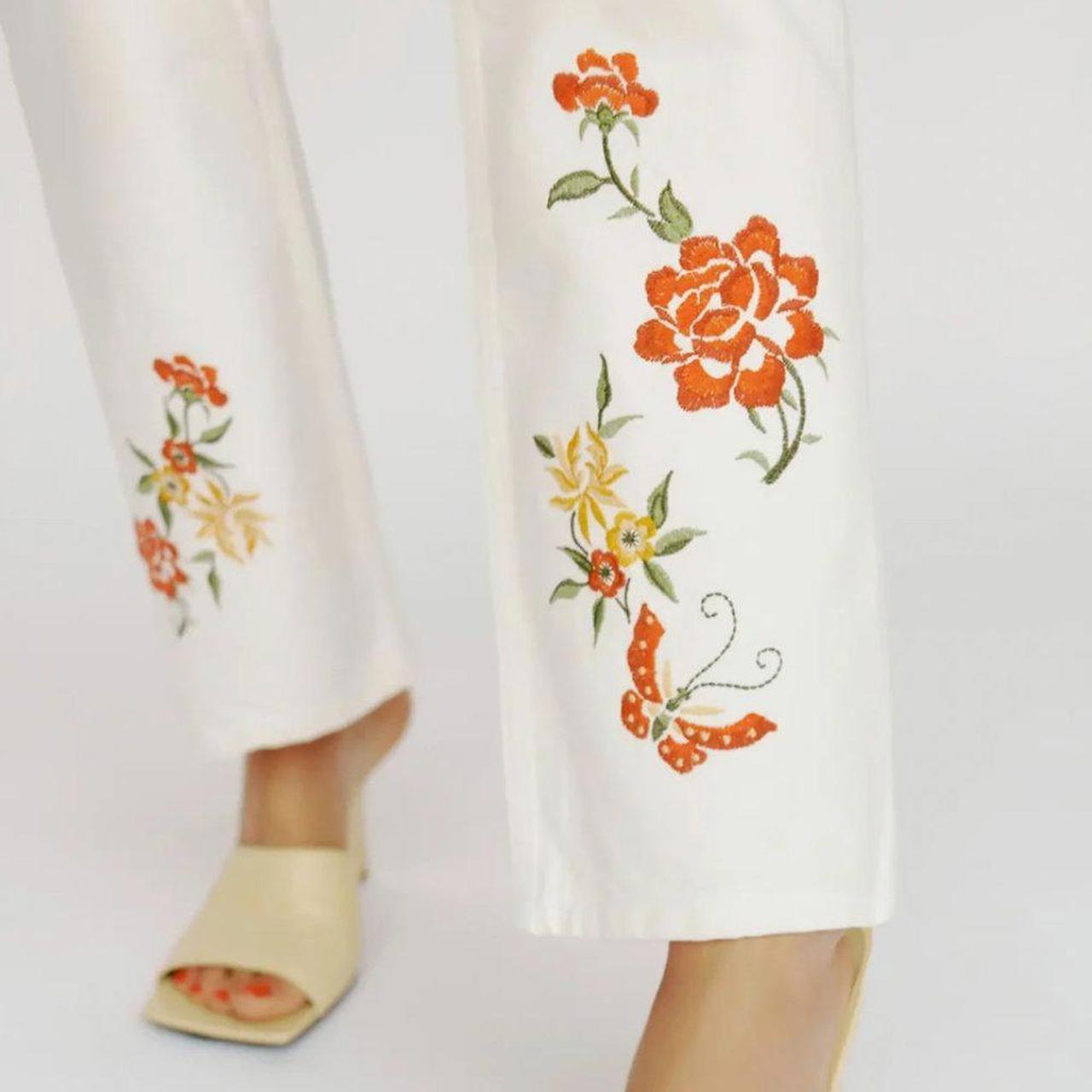 Reformation Cynthia Embroidered High Waist White sale Straight Leg Jeans