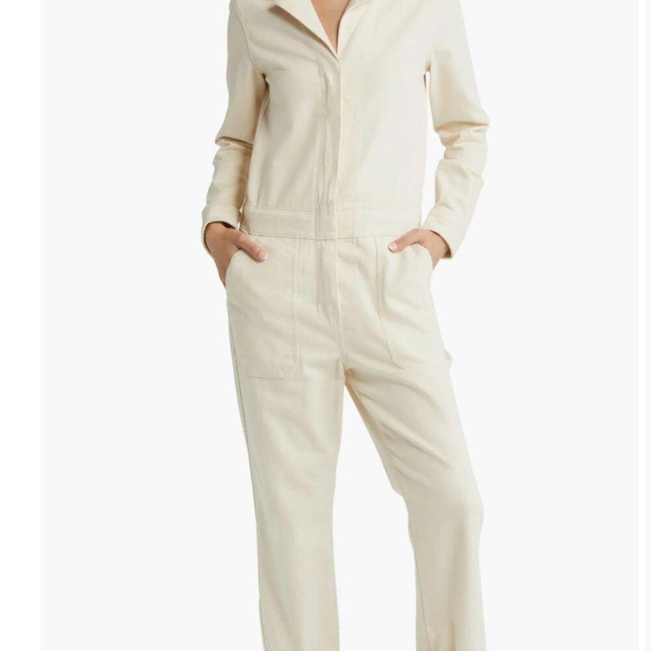 $198 NWT Faherty Overland Twill Jumpsuit Natural Off White popular Cream Size XS