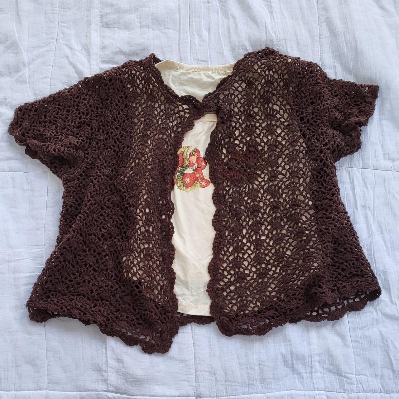 ☮︎- brown crochet cardigan. very fairycore/ hippie.... - Depop