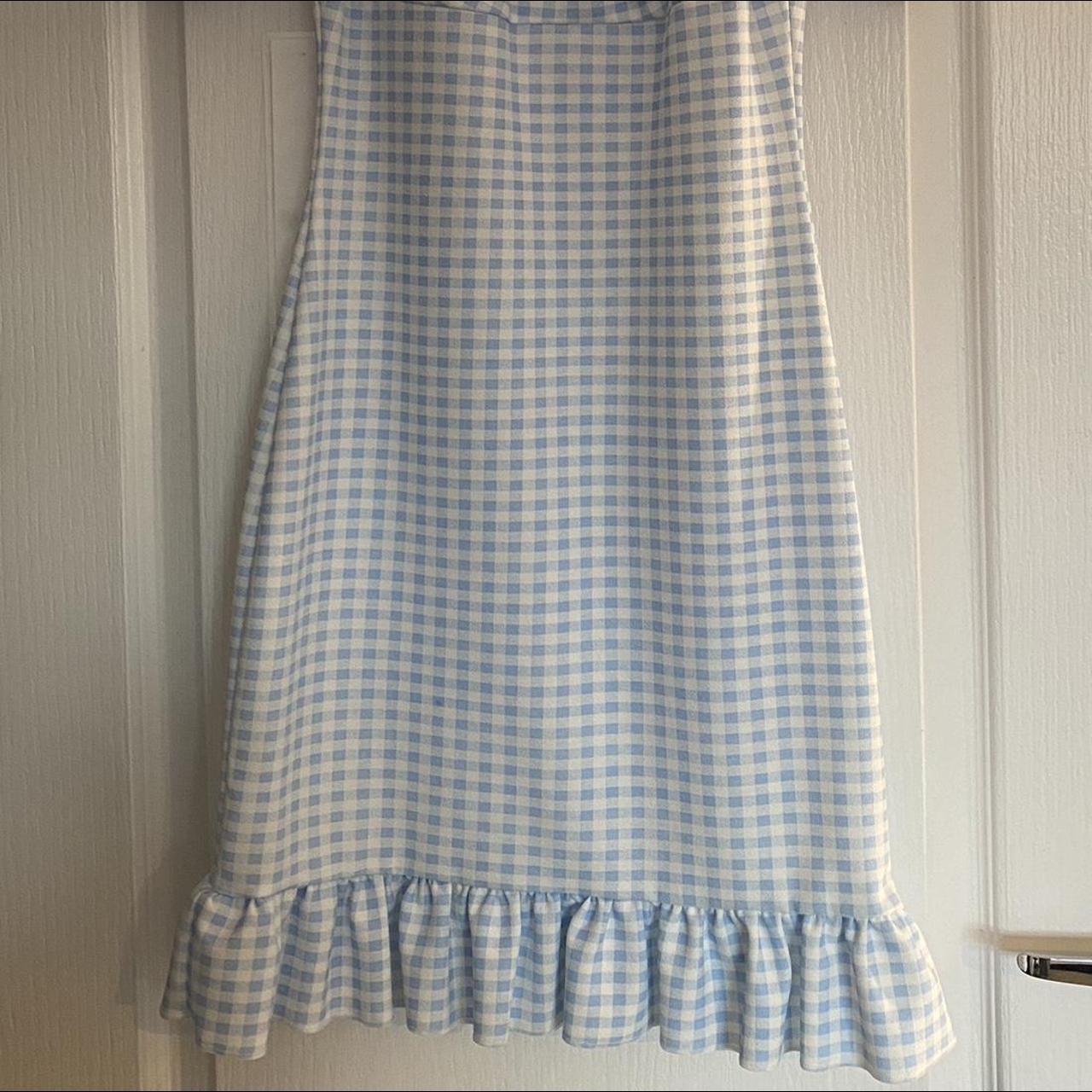 Size 8 pink vanilla blue checkered dress, great... - Depop