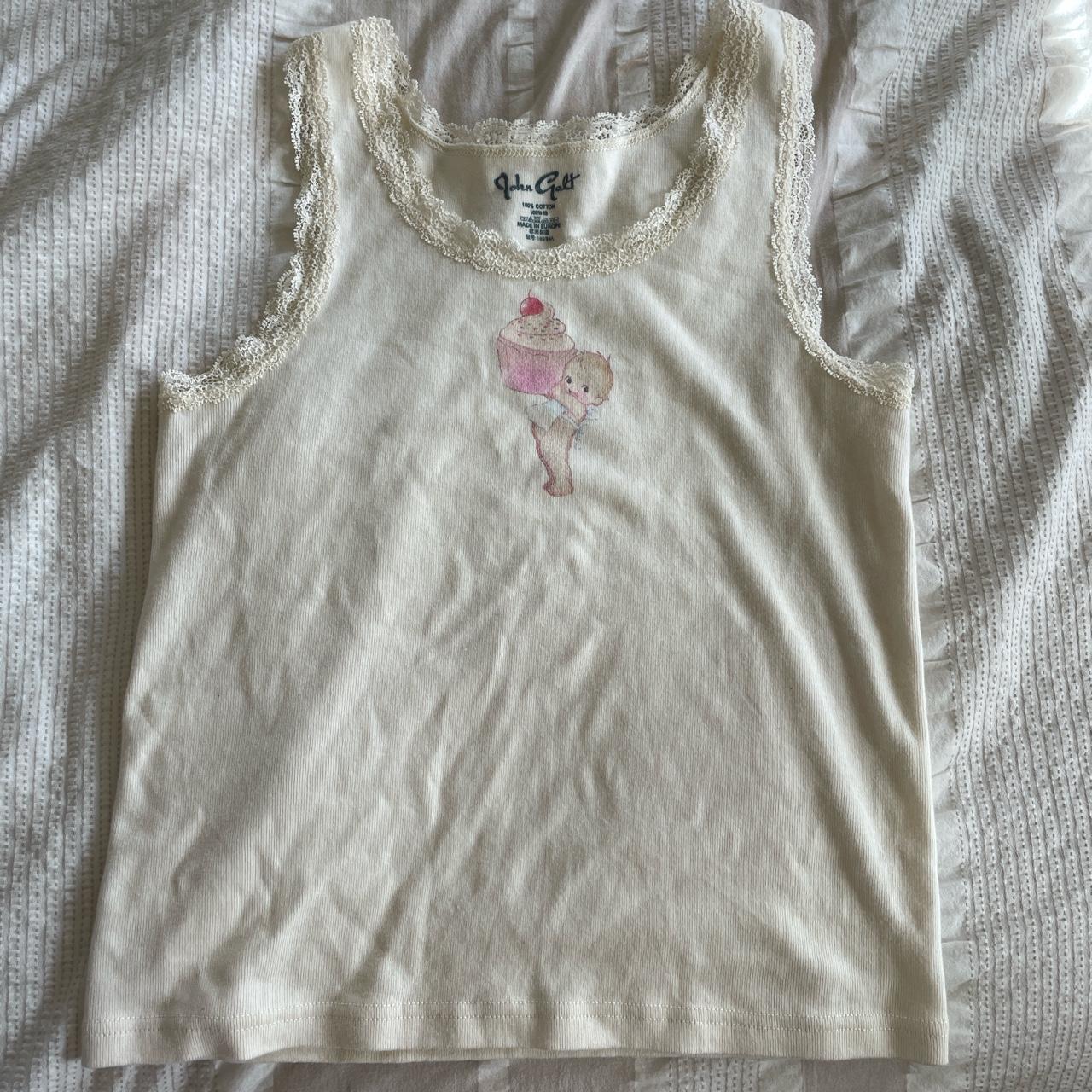 Brandy Melville lace cami baby holding cupcake print Depop