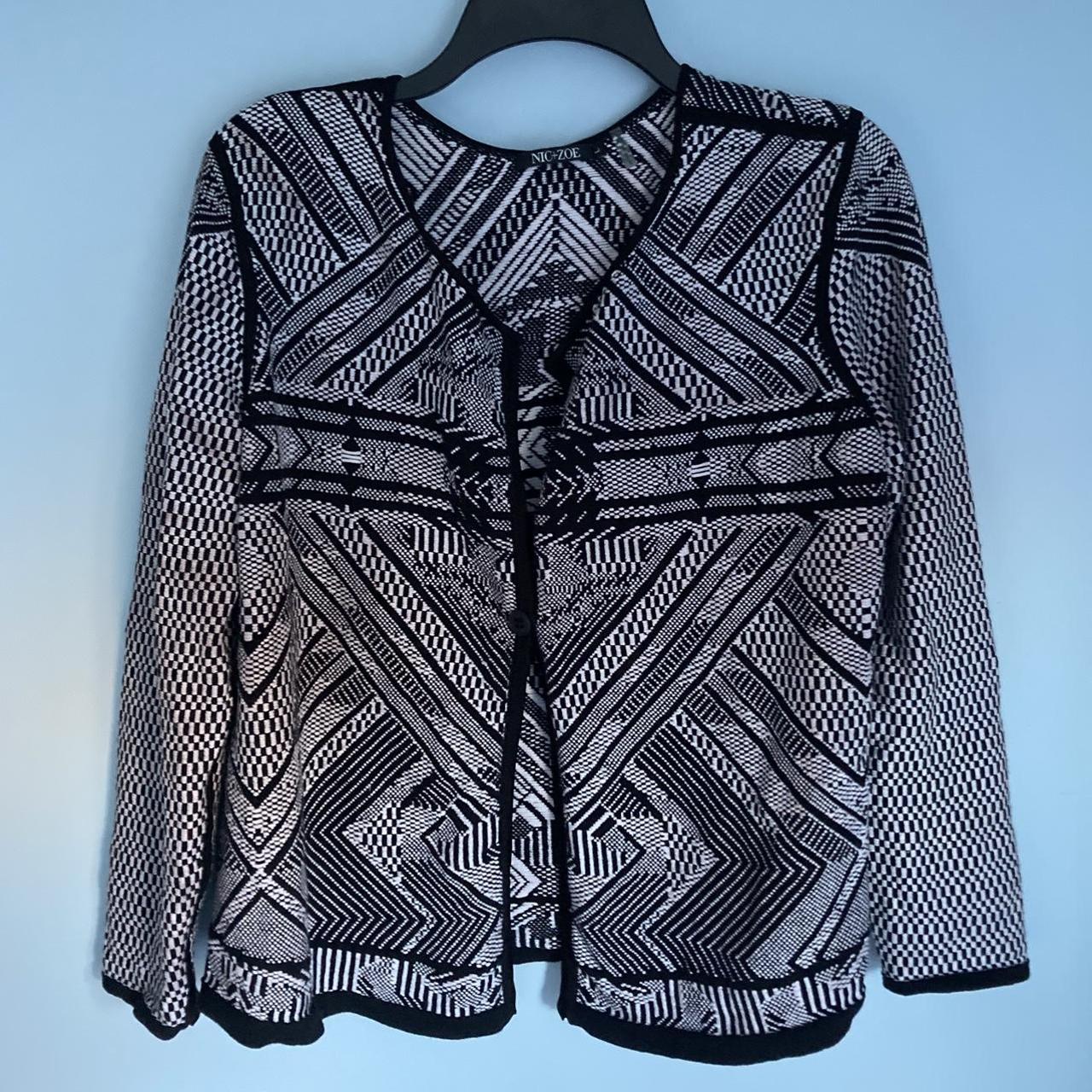 Nic And Zoe Cardigan Black And White Large. NWOT... - Depop