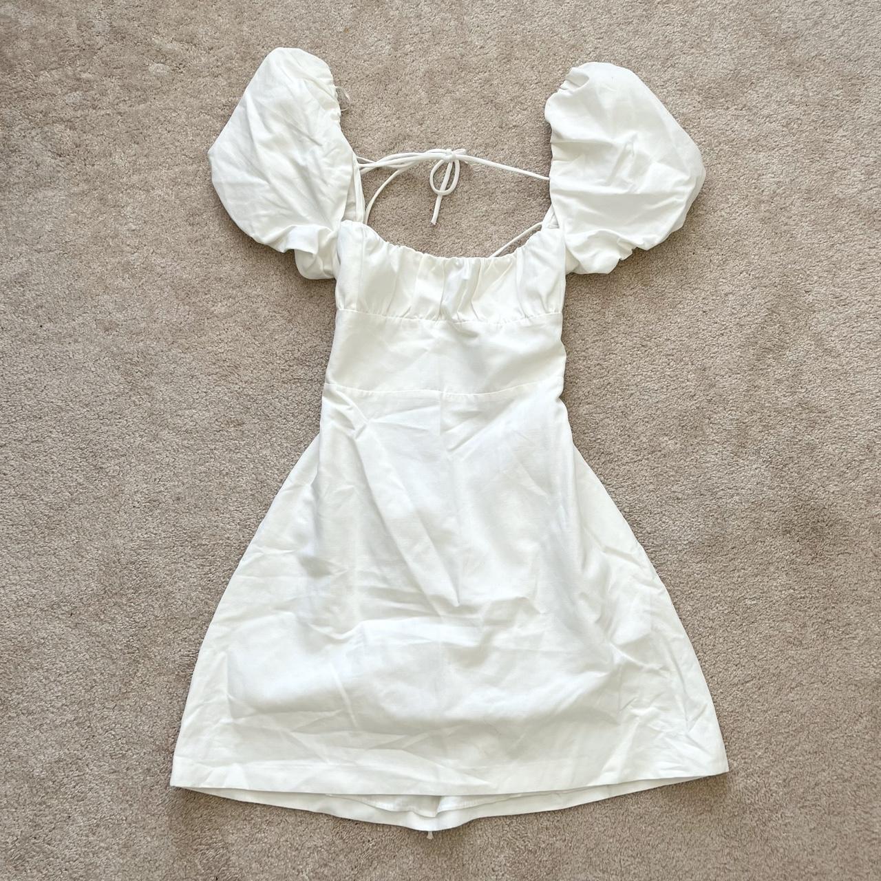 Zara square neck lace up back mini dress Women's | Depop
