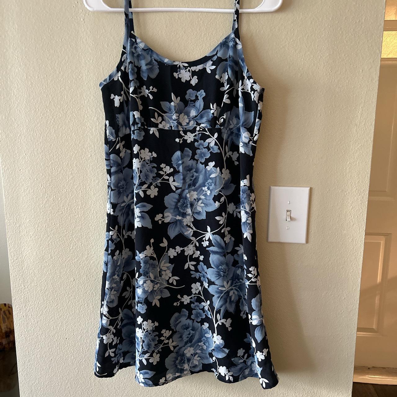 Vintage A Byer Floral Dress Navy background with... - Depop