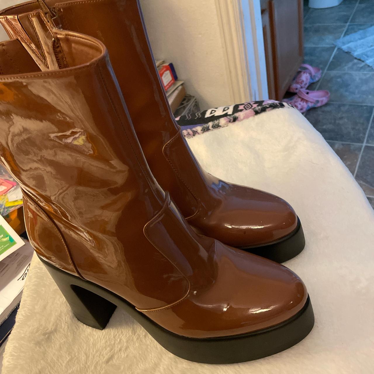 Women's Ankle Boots - Brown/Tan - US 10 – Levi Tate Caramel Brown faux leather block …