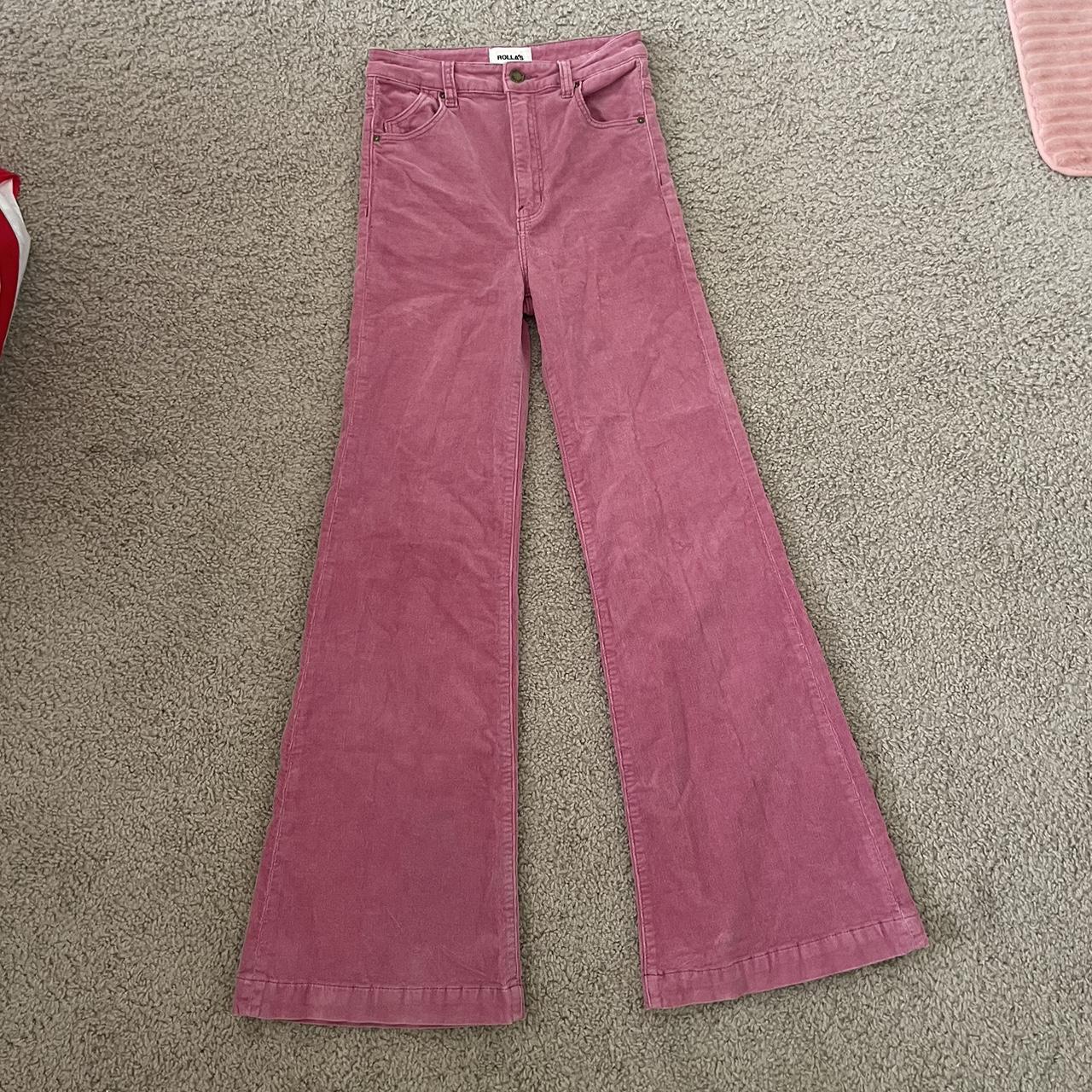 Pink Corduroy Jeans Flare Leg Barely worn... - Depop