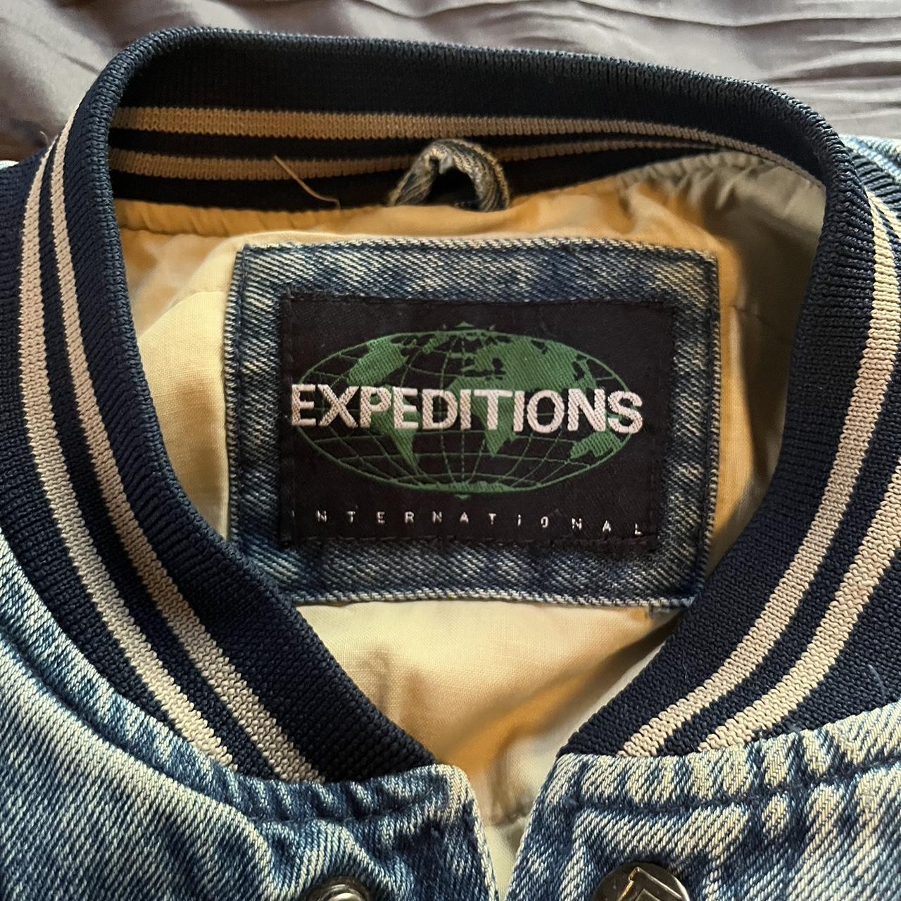 Expeditions blue denim bomber jacket. Size L. Used... - Depop