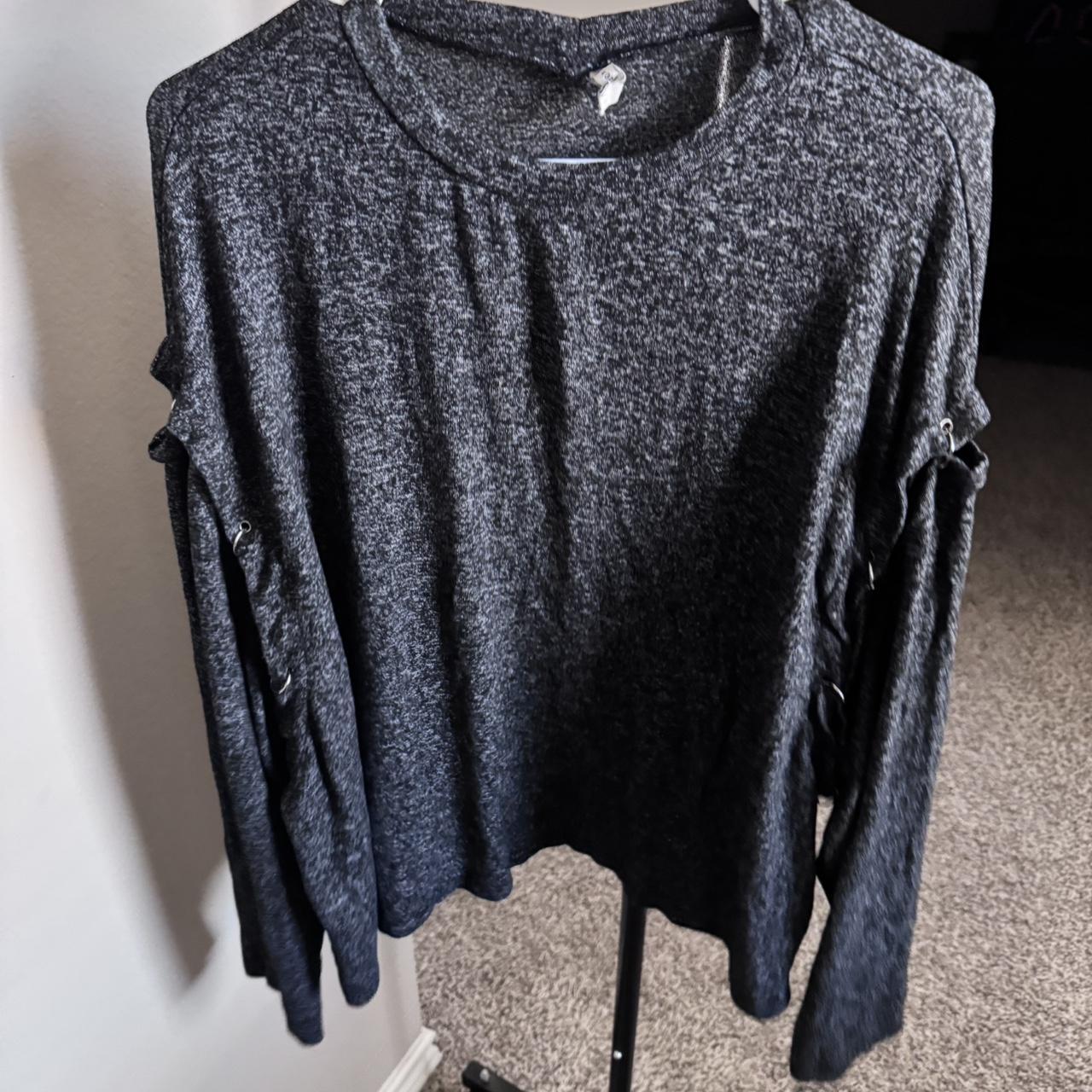 Lee Women's T-shirt - Grey/Black - XL – Grey long… - image 1