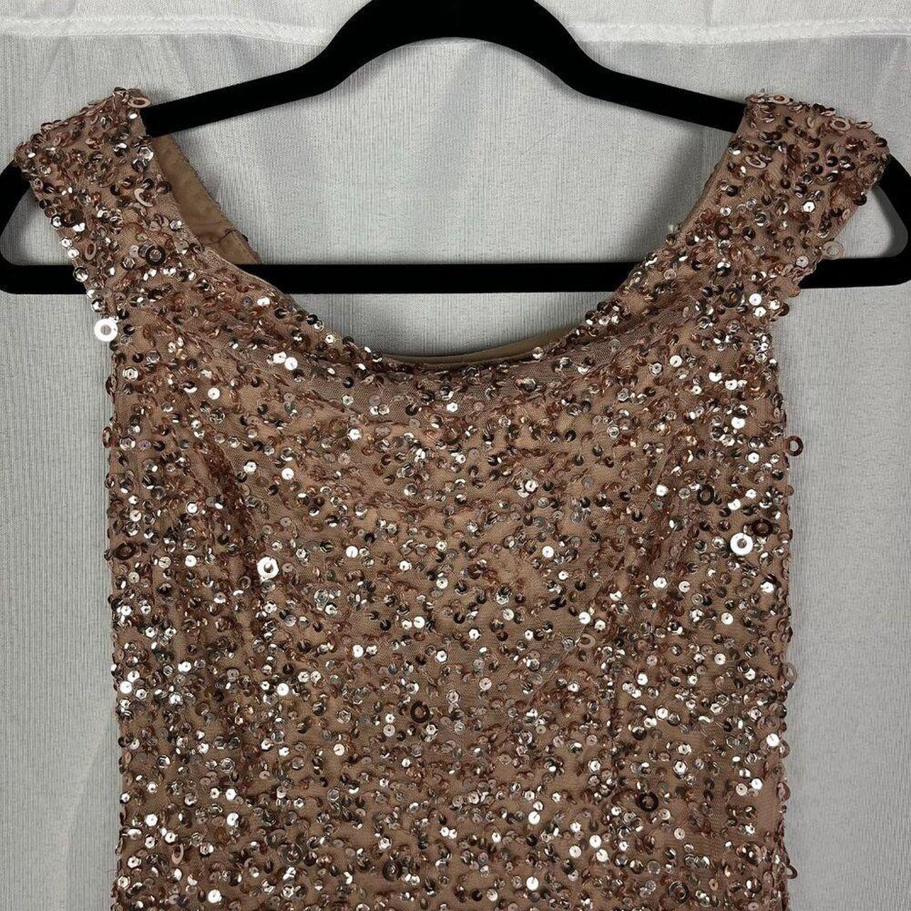 Adrianna Papell Off Shoulder Short Sequin Dress Rose... - Depop