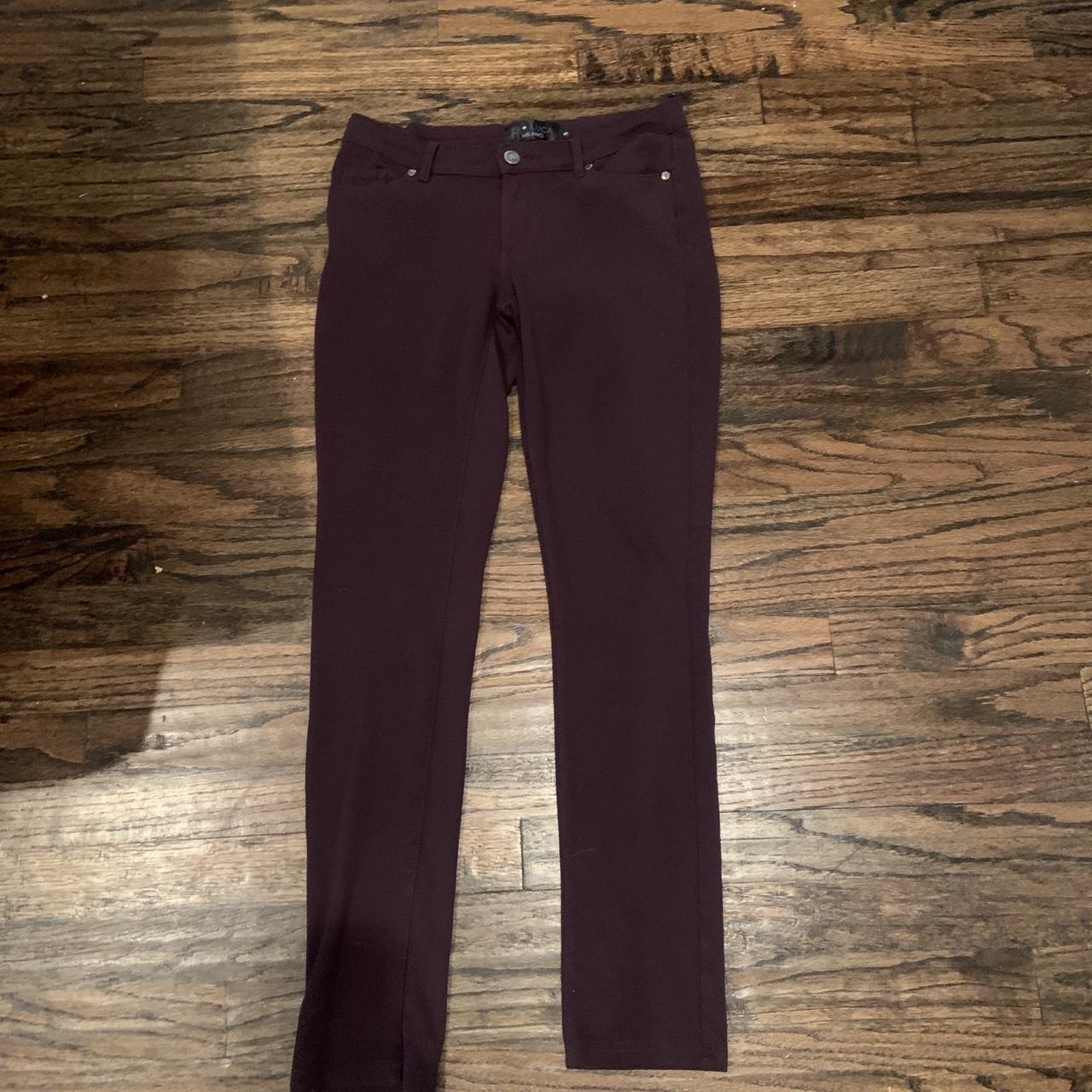 Maroon flared skinny Jeans, size small, tight in the... - Depop