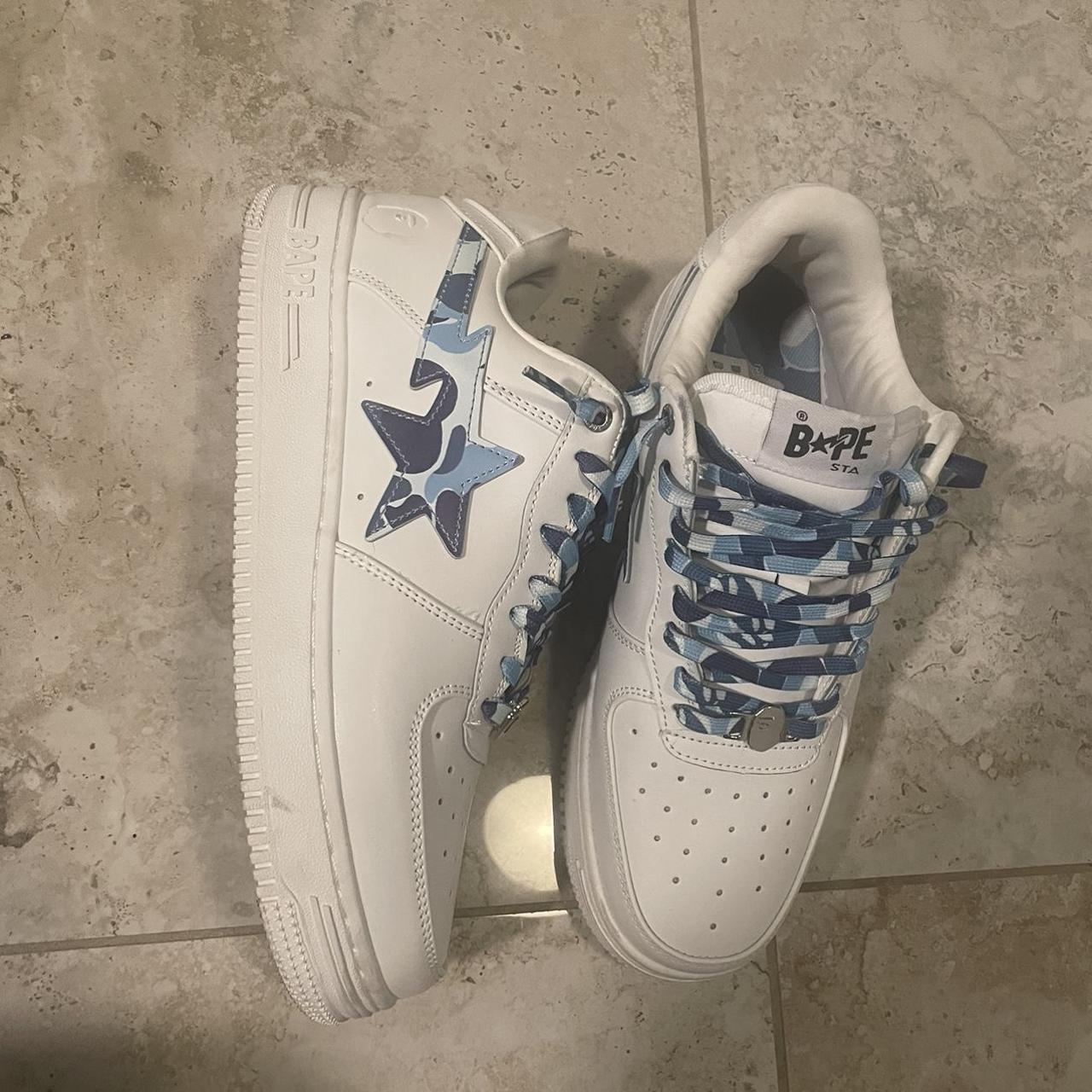 Blue Bapestas These Are Bape Like New They Are Used - Depop