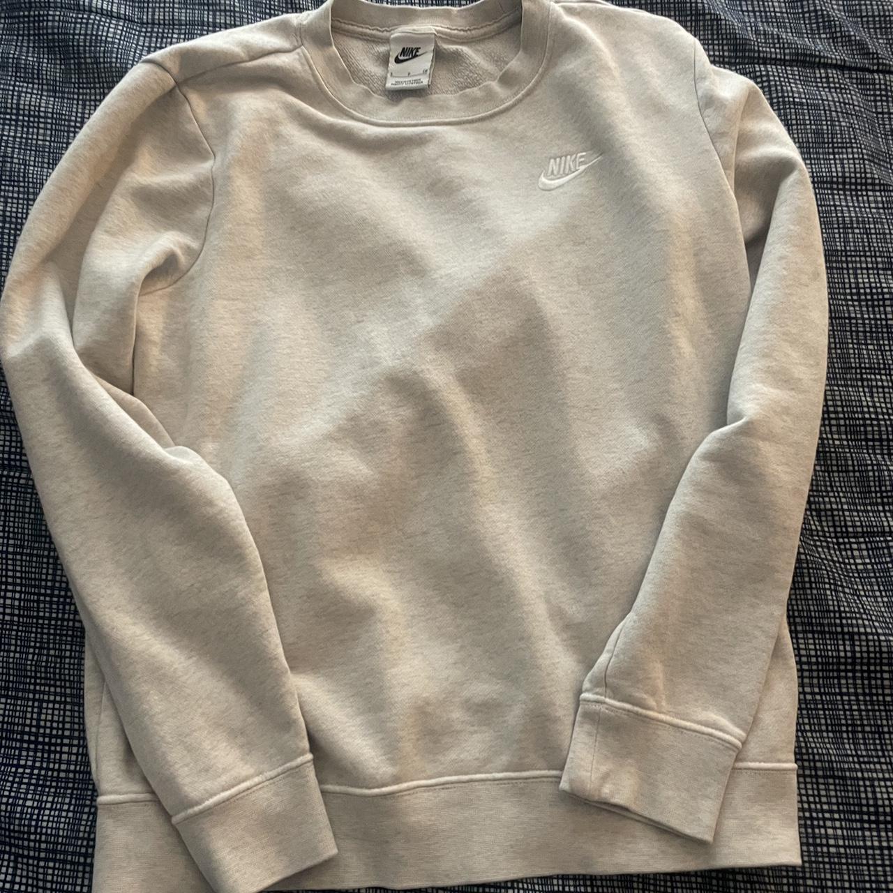 Cream Nike crew neck sweatshirt - Depop