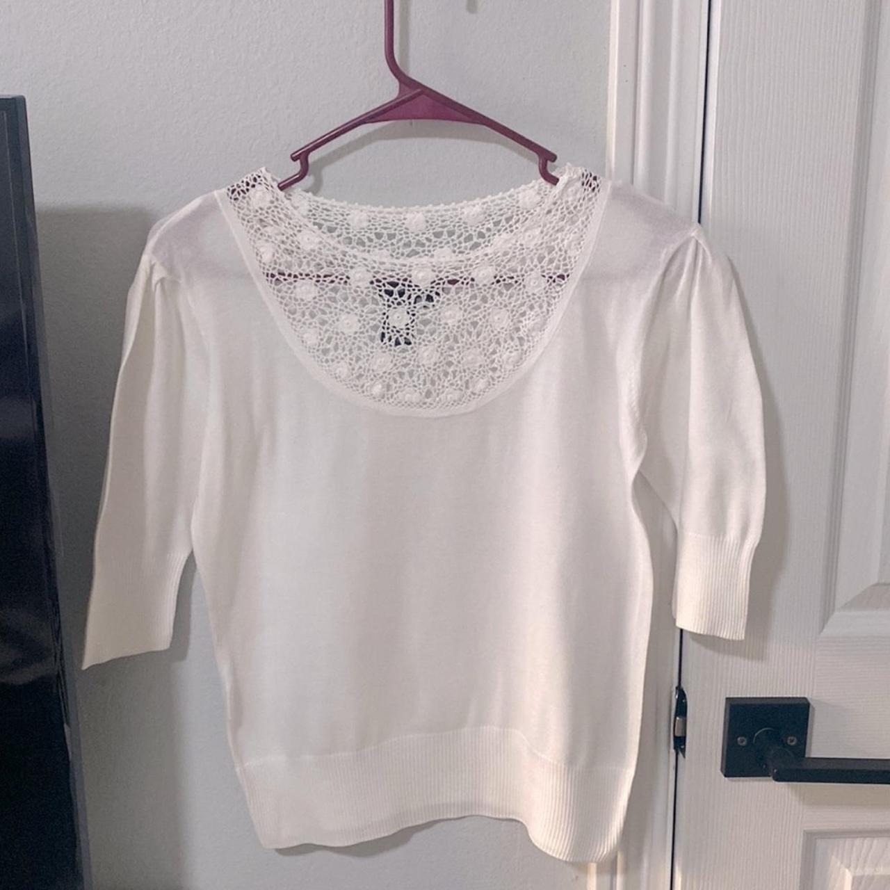 BCBGMaxaZria white sweater with short sleeves and Depop