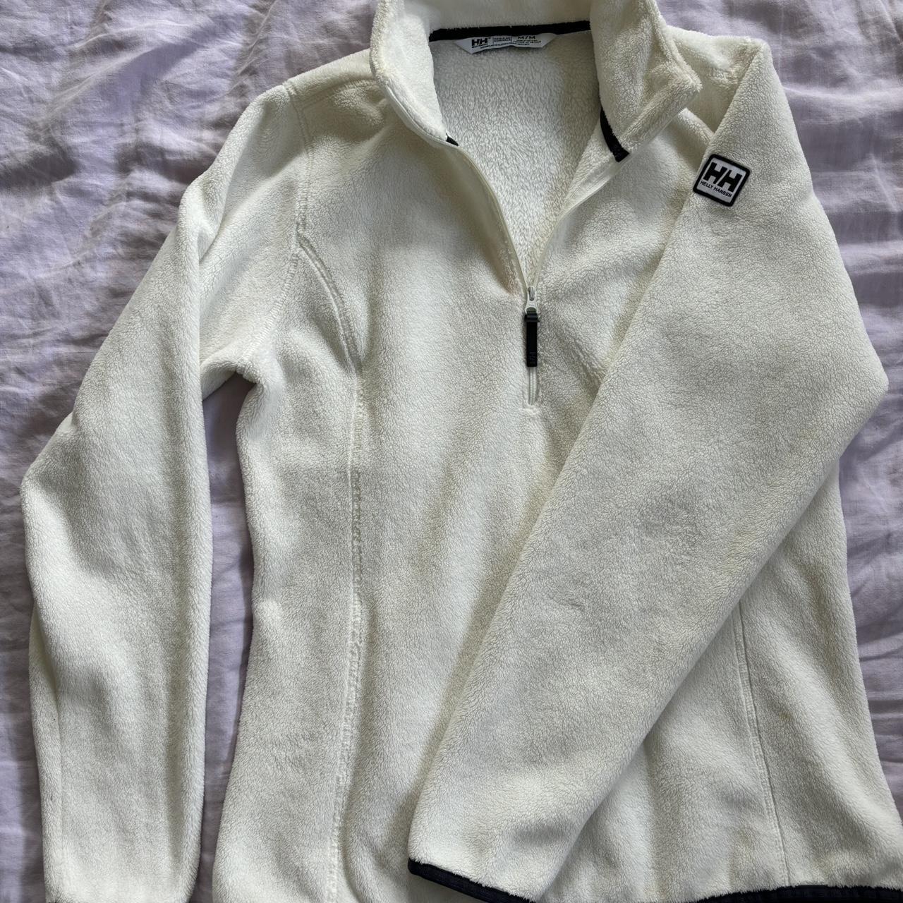 white quarter zip fleece note (medium, however runs... - Depop