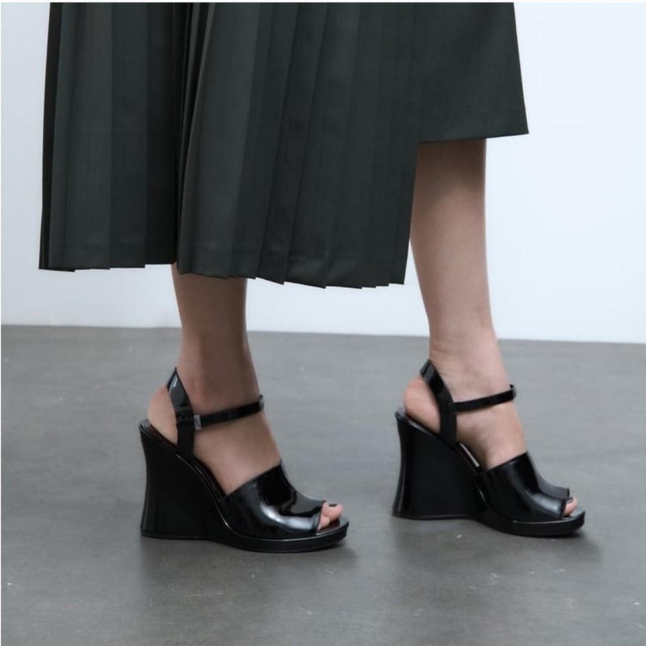 ★ZARA★ PATENT WEDGE SANDALS PATENT WEDGE SANDALS - Black | ZARA United States