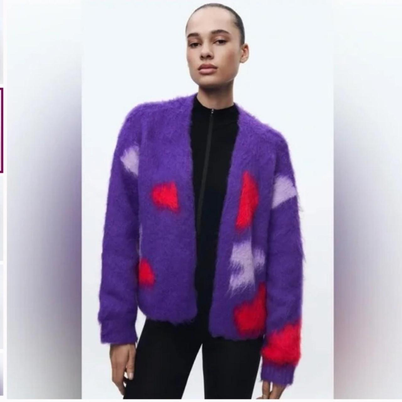 ZARA BRUSHED FINISH KNIT CARDIGAN SIZE M Open Depop