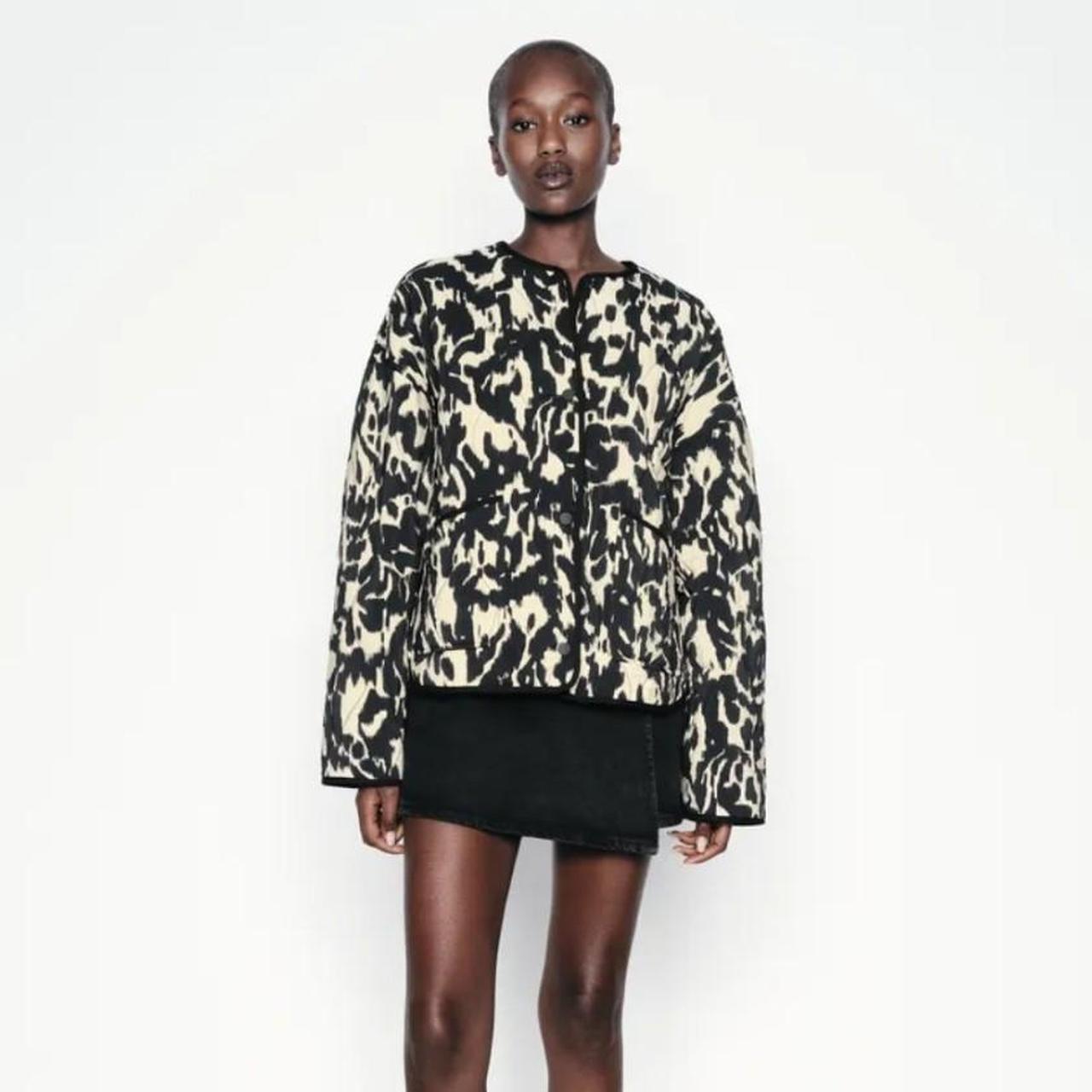 ZARA ANIMAL PRINT PUFFER JACKET SIZE XS Depop