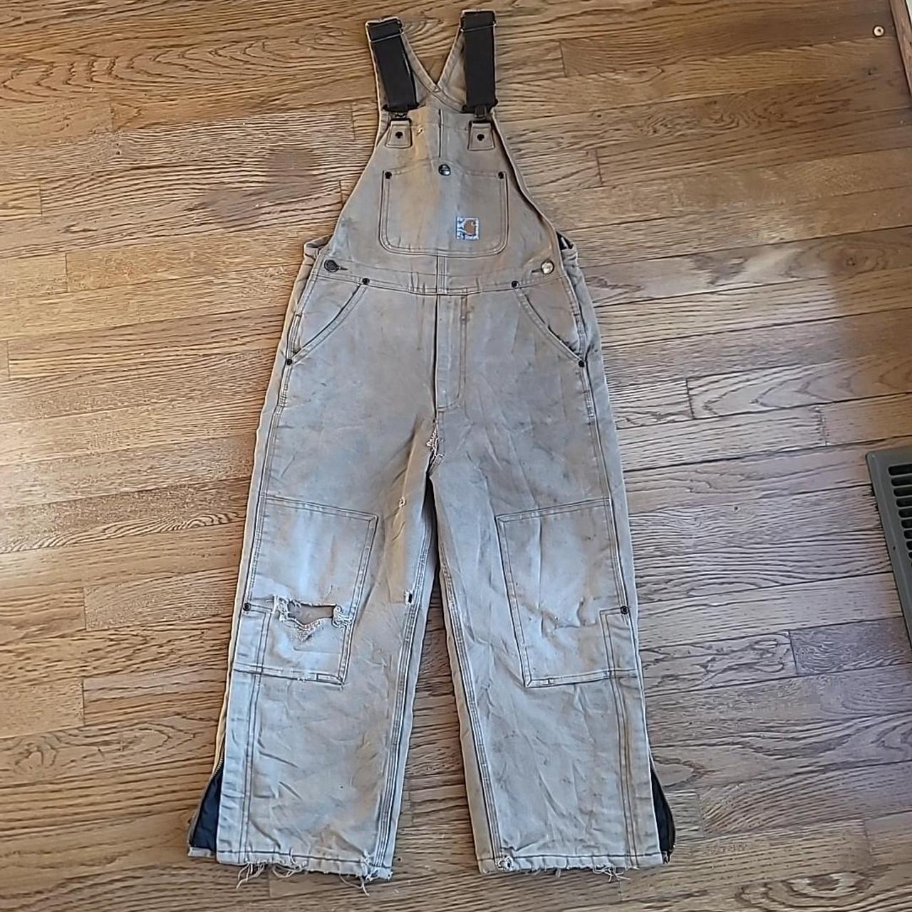 Carhartt Youth/Women's Overalls Pants Size 8 Made In... - Depop