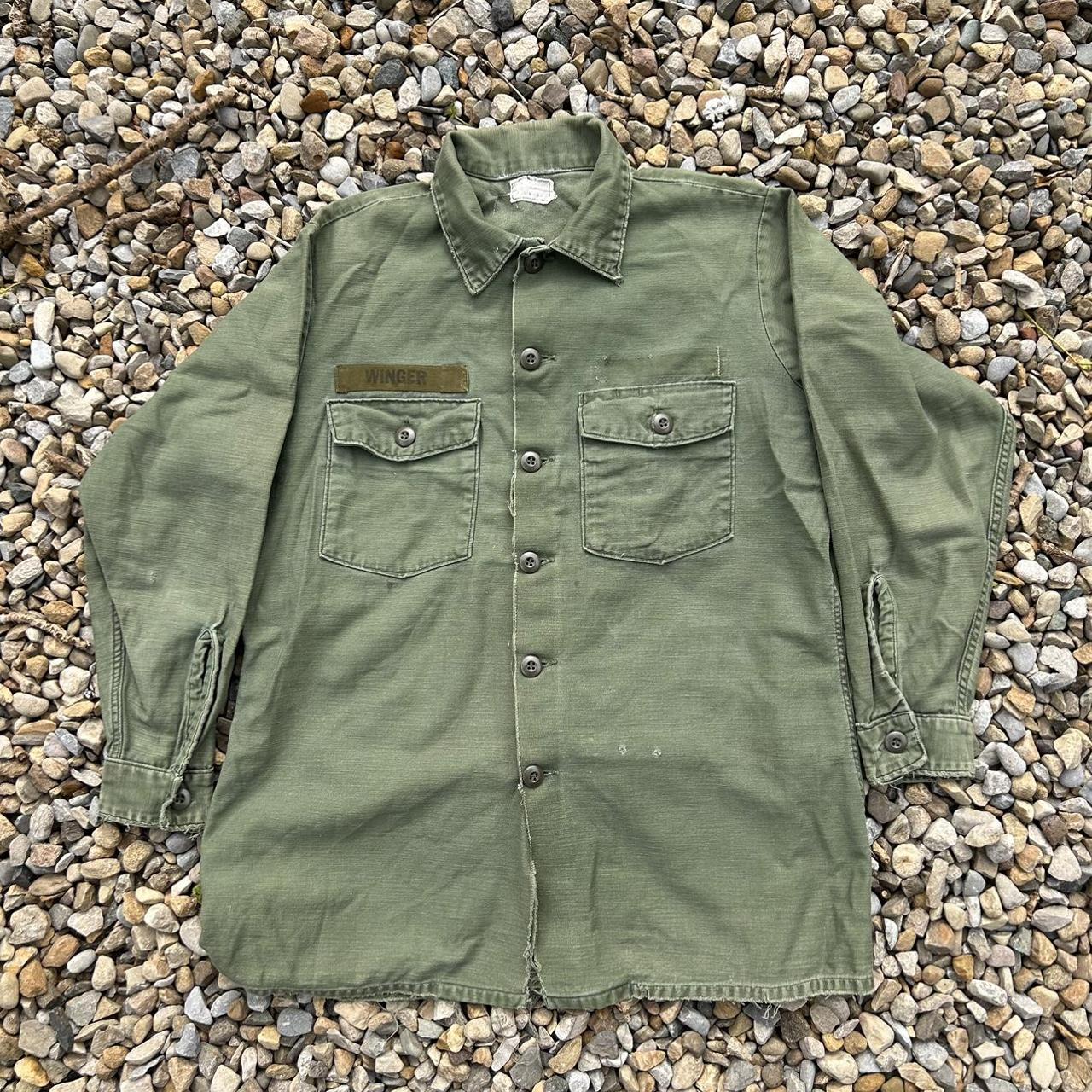 60s US Army Sateen shirt Fraying on almost every... - Depop