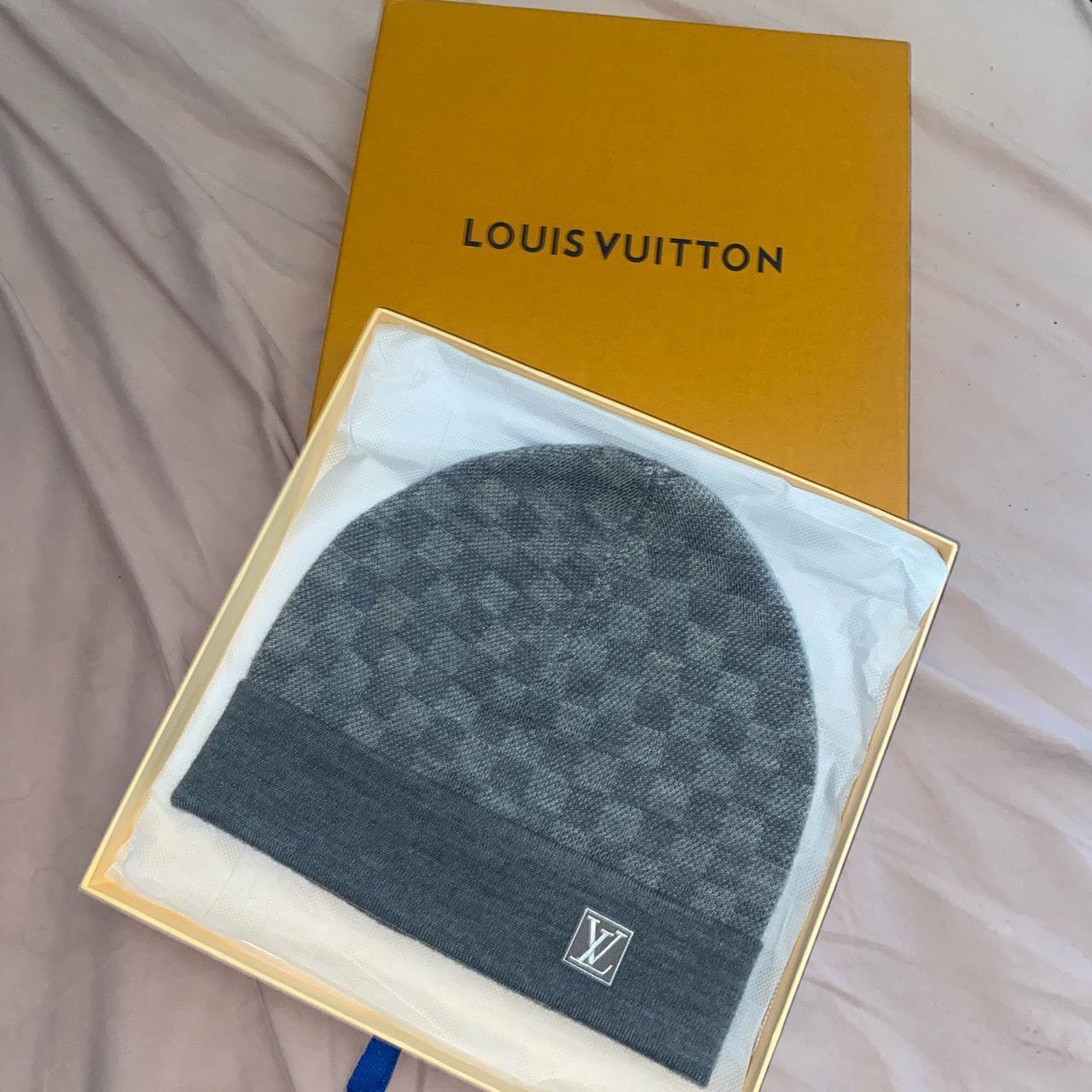 Louis Vuitton Petit Damier Beanie - Light Grey One - Depop