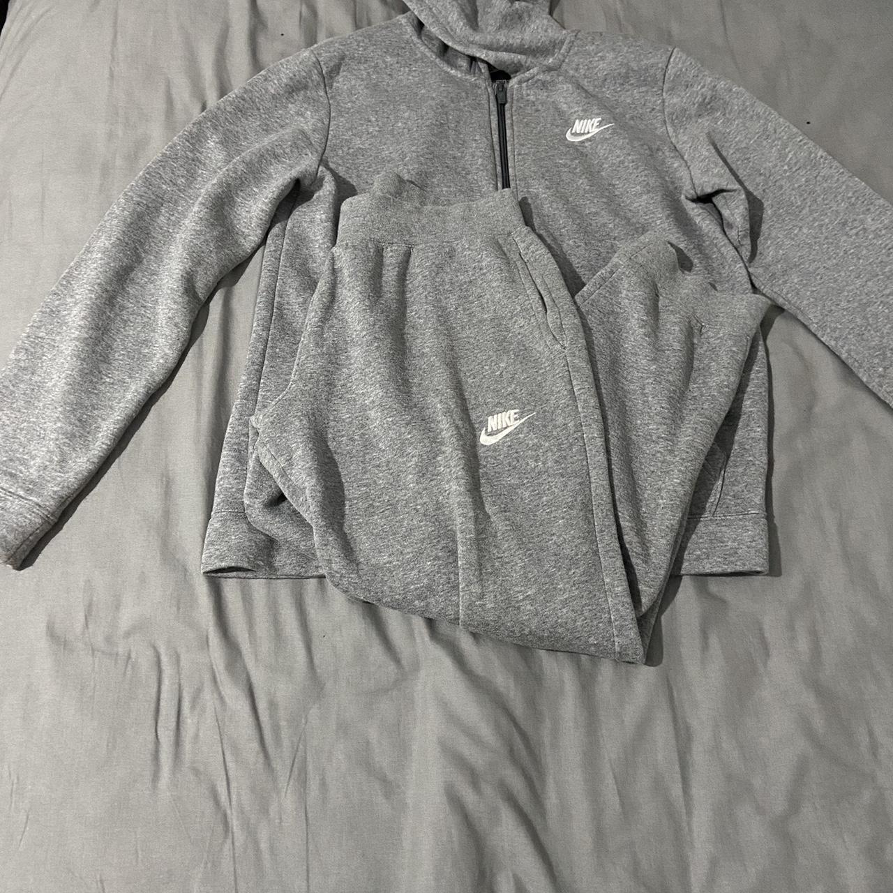 Grey Nike tracksuit kids XL - Depop