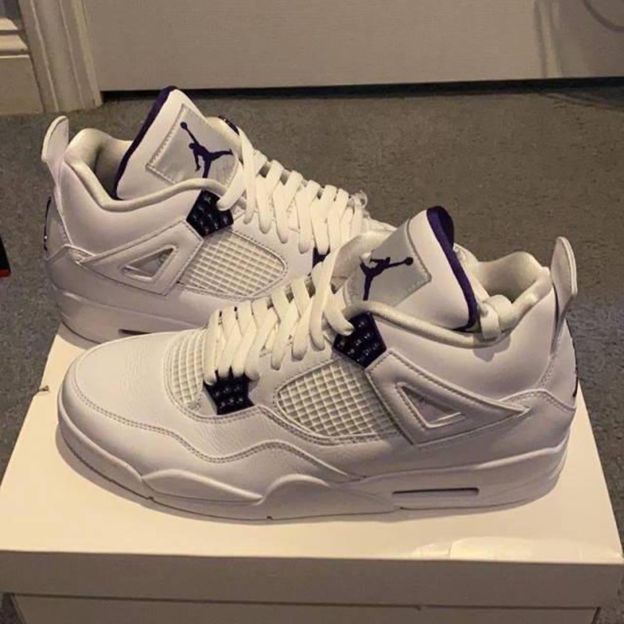 Jordan 4 Purple Metallic Wore Once. Comes with box. - Depop