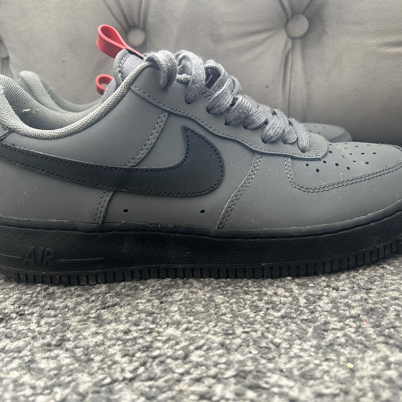 Nike air force 1 black red and grey anthracite size. Depop