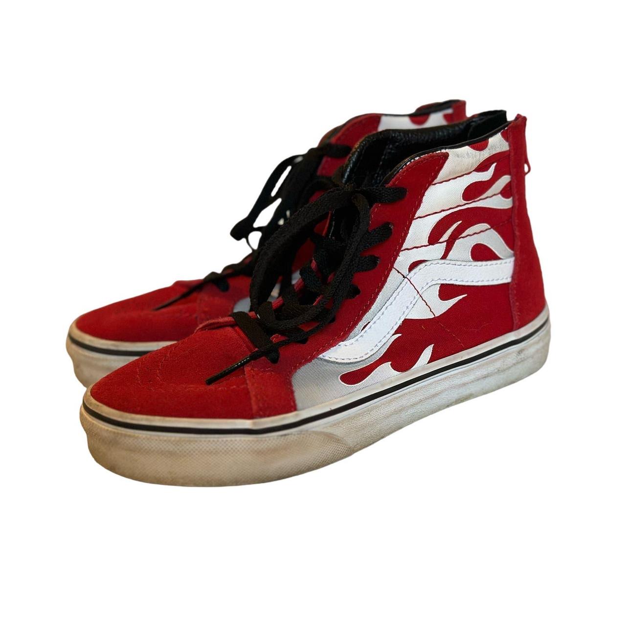 Vans Off The Wall Kids Size Y Red Flame Suede