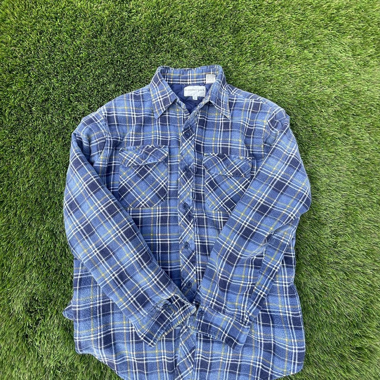 button up flannel lined with super cozy blanket... - Depop