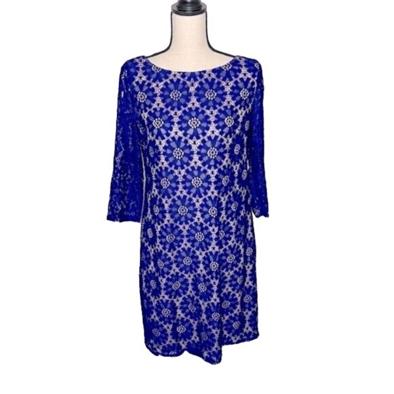 NWT Jessica Howard Lace Dress Royal Blue All Over. Depop