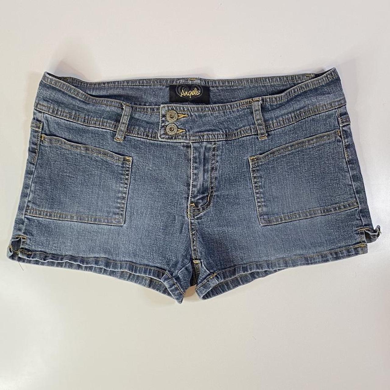 grunge micro mini denim shorts by y2k brand Angels... - Depop